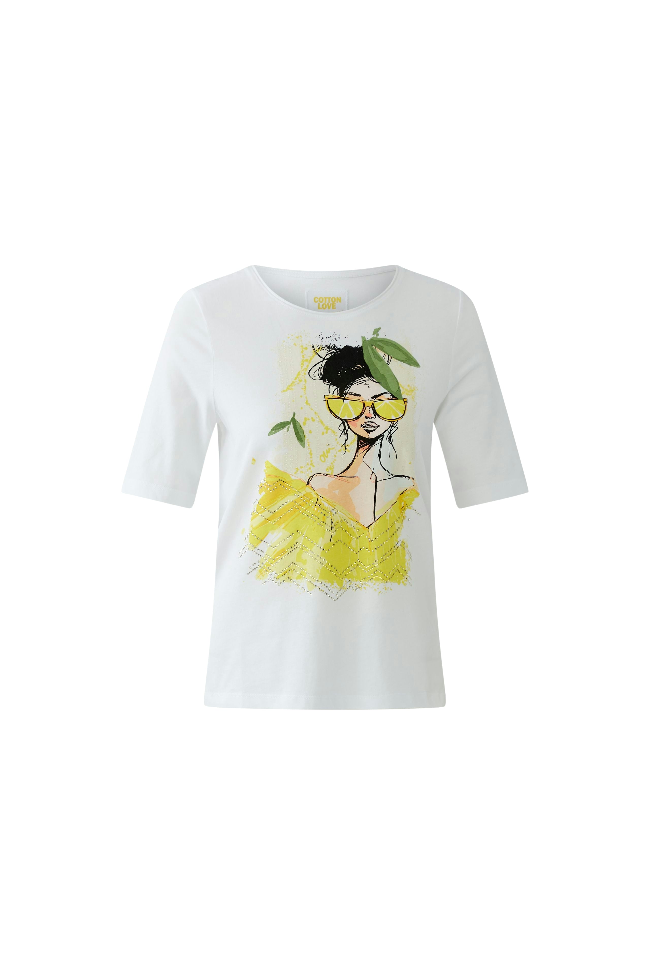OUI T-Shirt mit Motiv und Glitzer