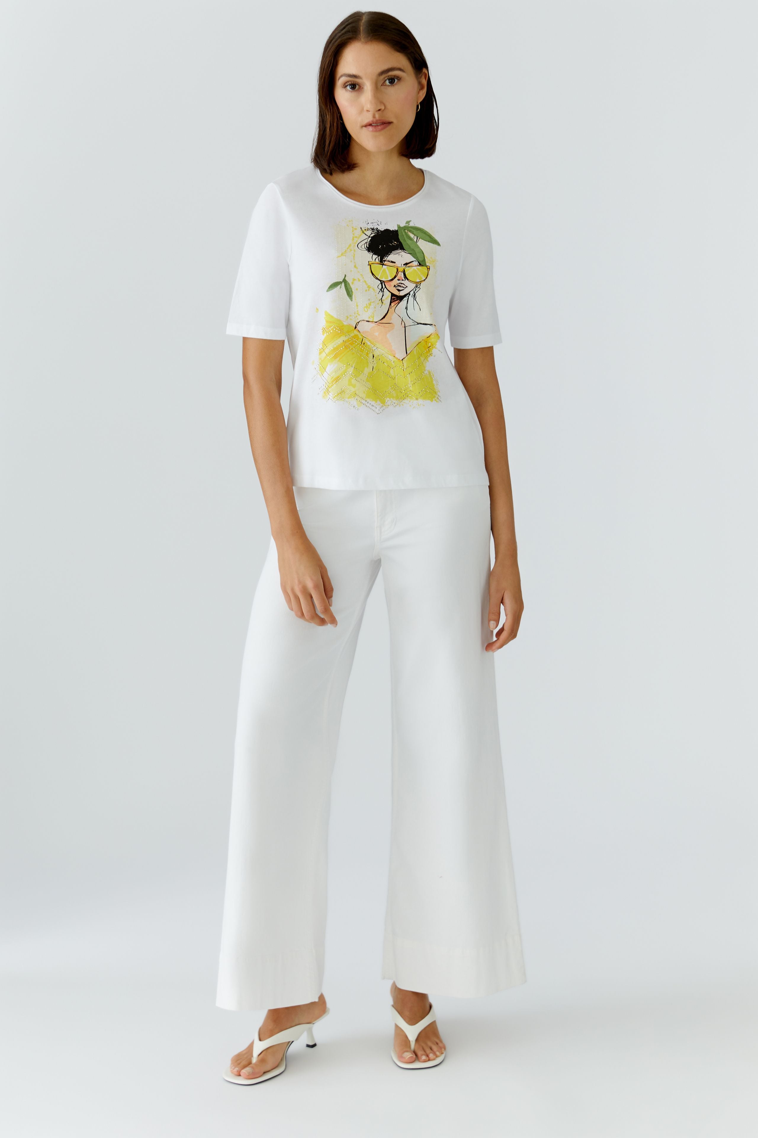 OUI T-Shirt mit Motiv und Glitzer