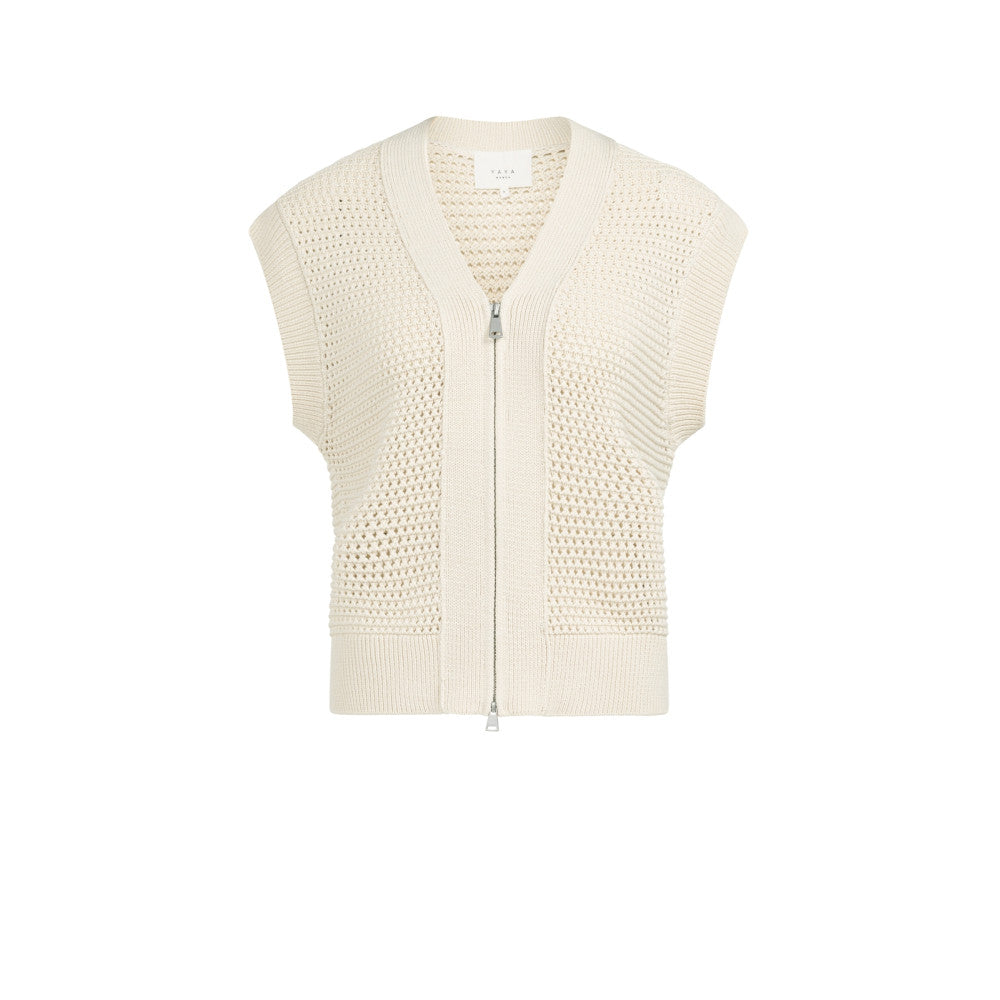Yaya Mesh stitch sleeveless cardiga