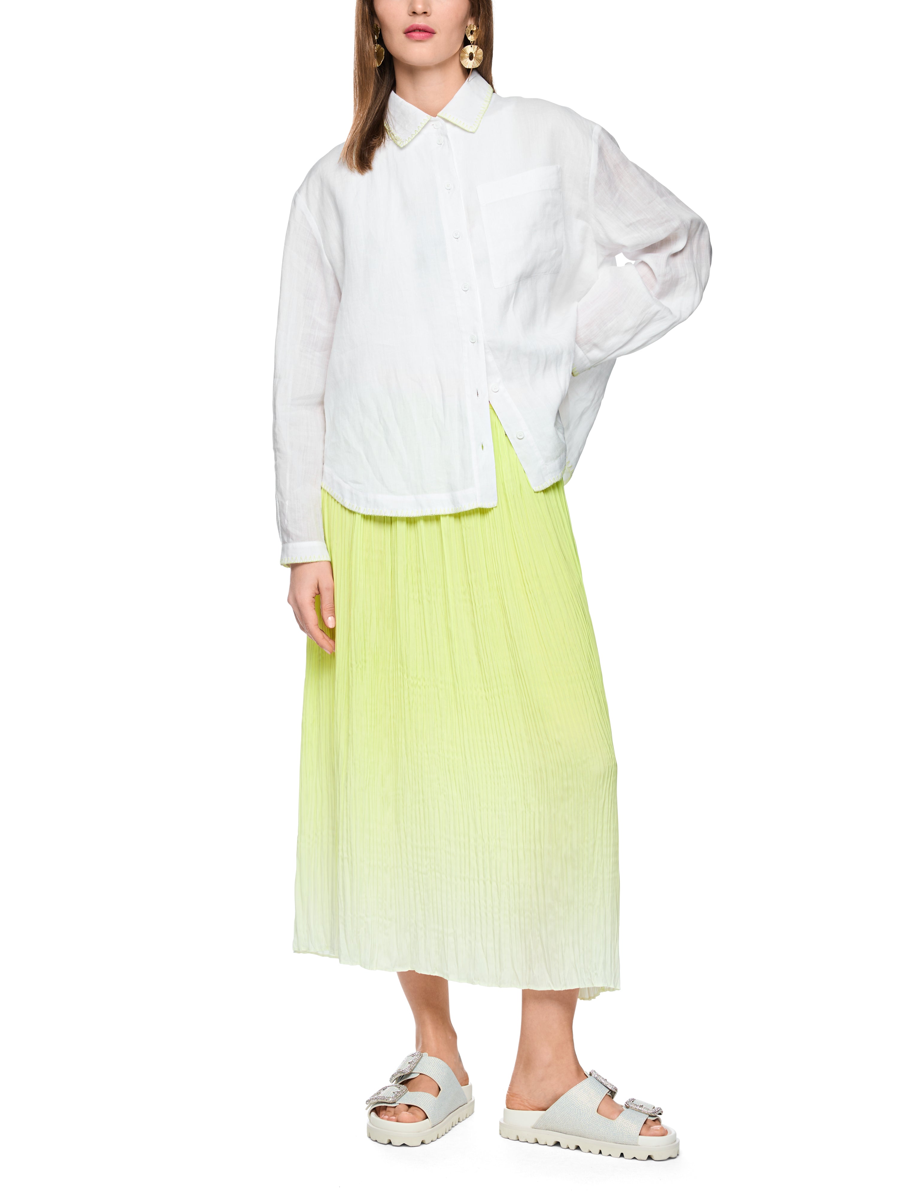 Marc Cain Ramiebluse mit Polokragen und Zierstich