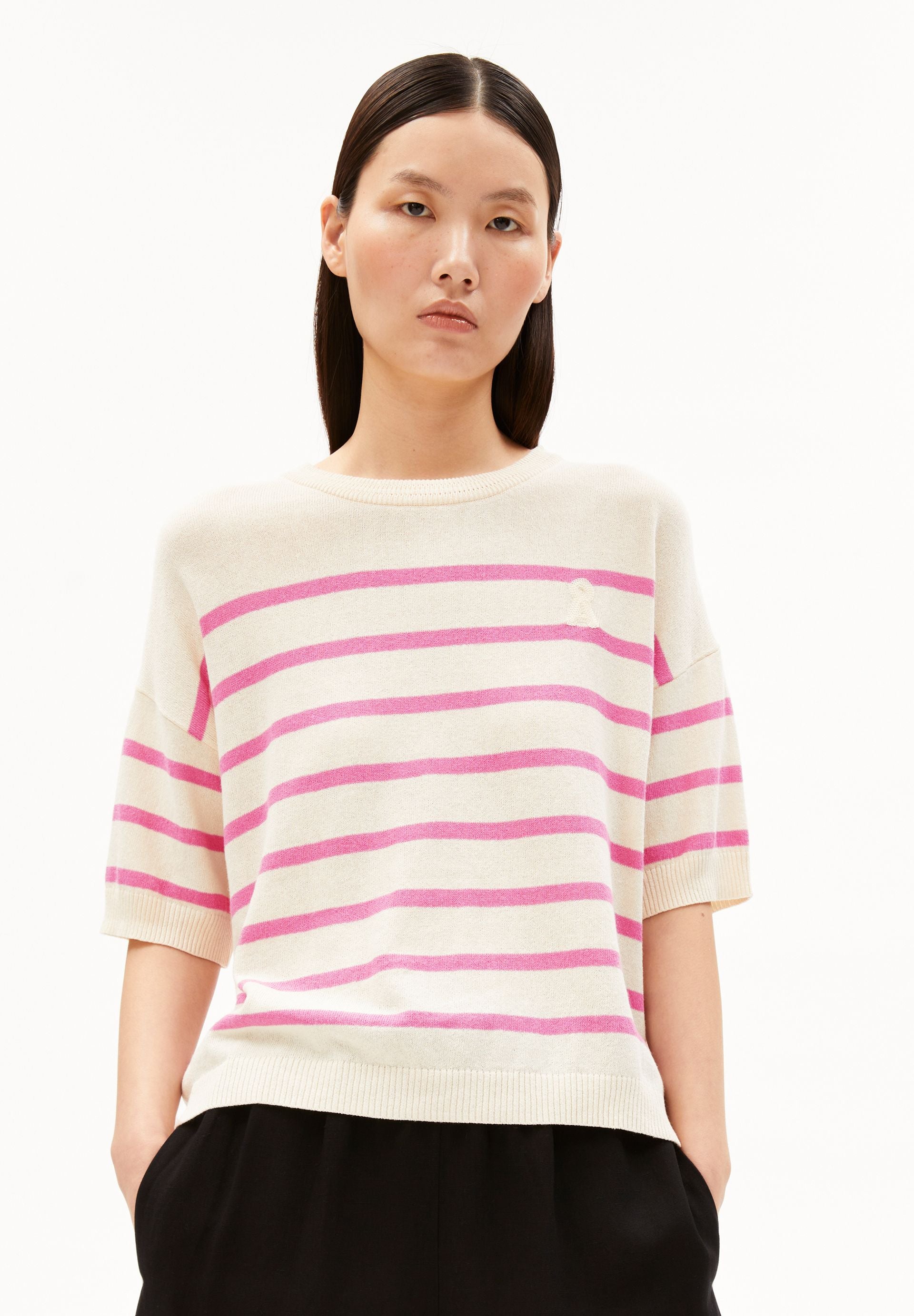 armedangels gestreiftes Strickshirt aus Leinen-Mix