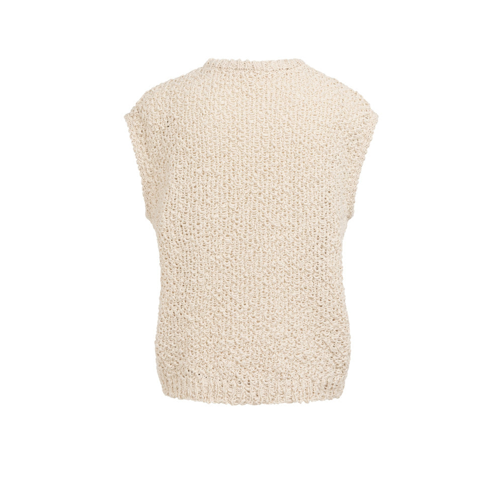 Yaya Ärmelloser Pullover mit offenem Strickmuster