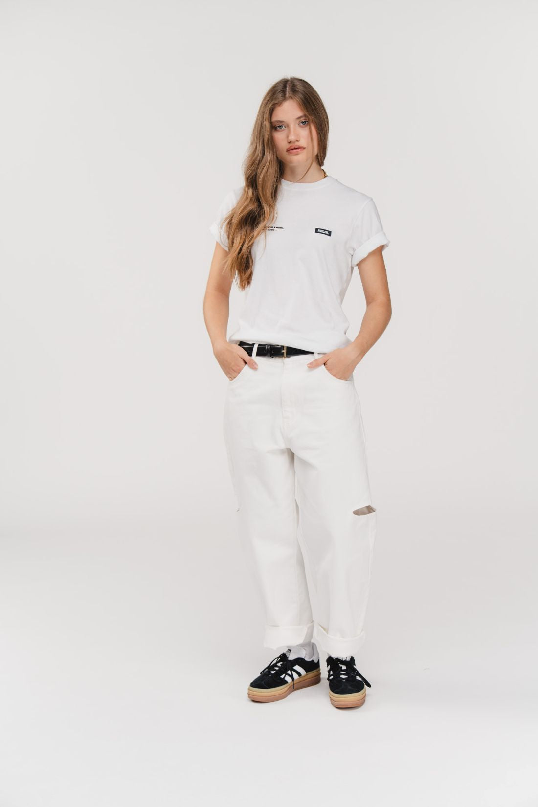 Karo Kauer Denim Pants Creme Cut Out