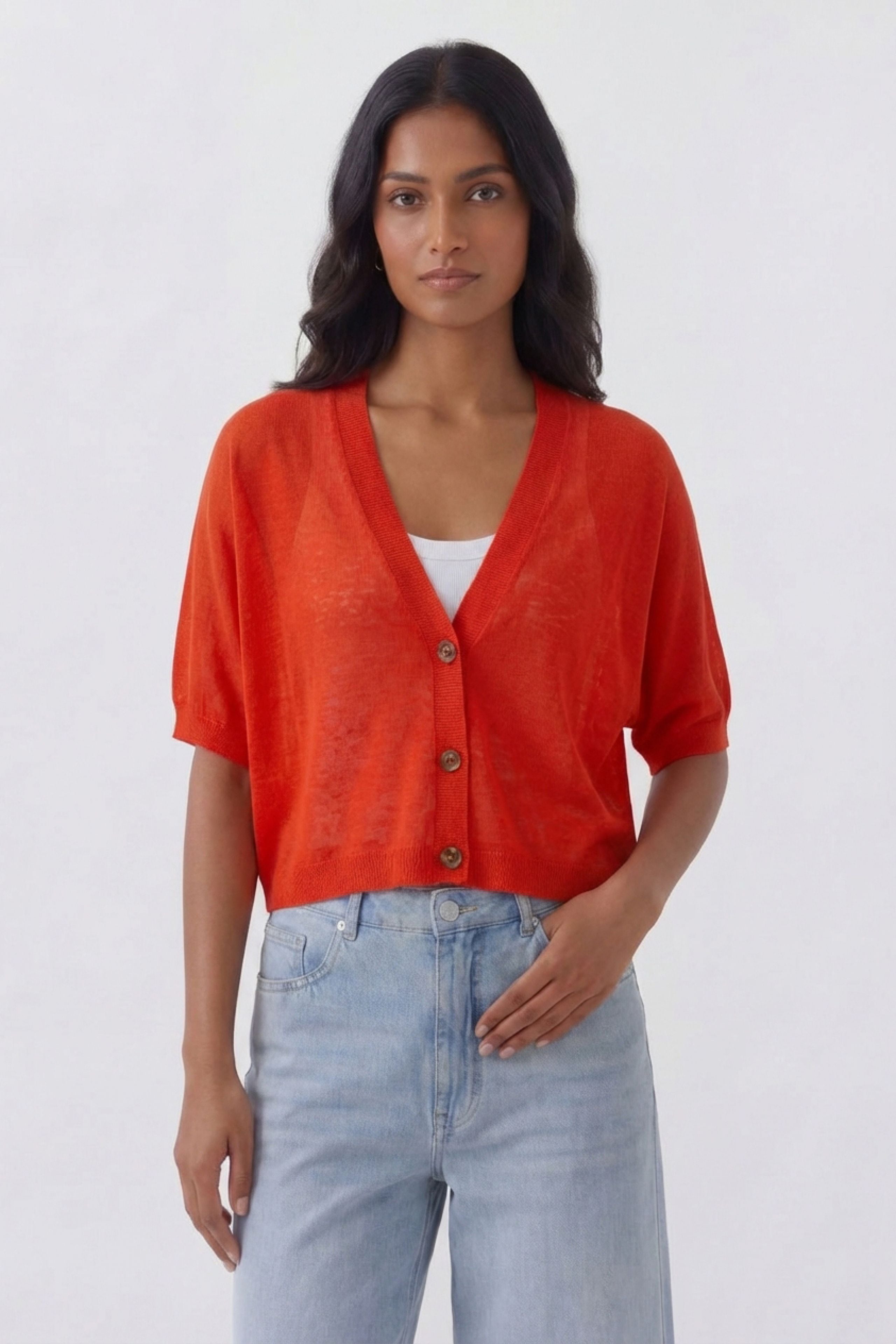 OUI verkürzte Feinstrickjacke