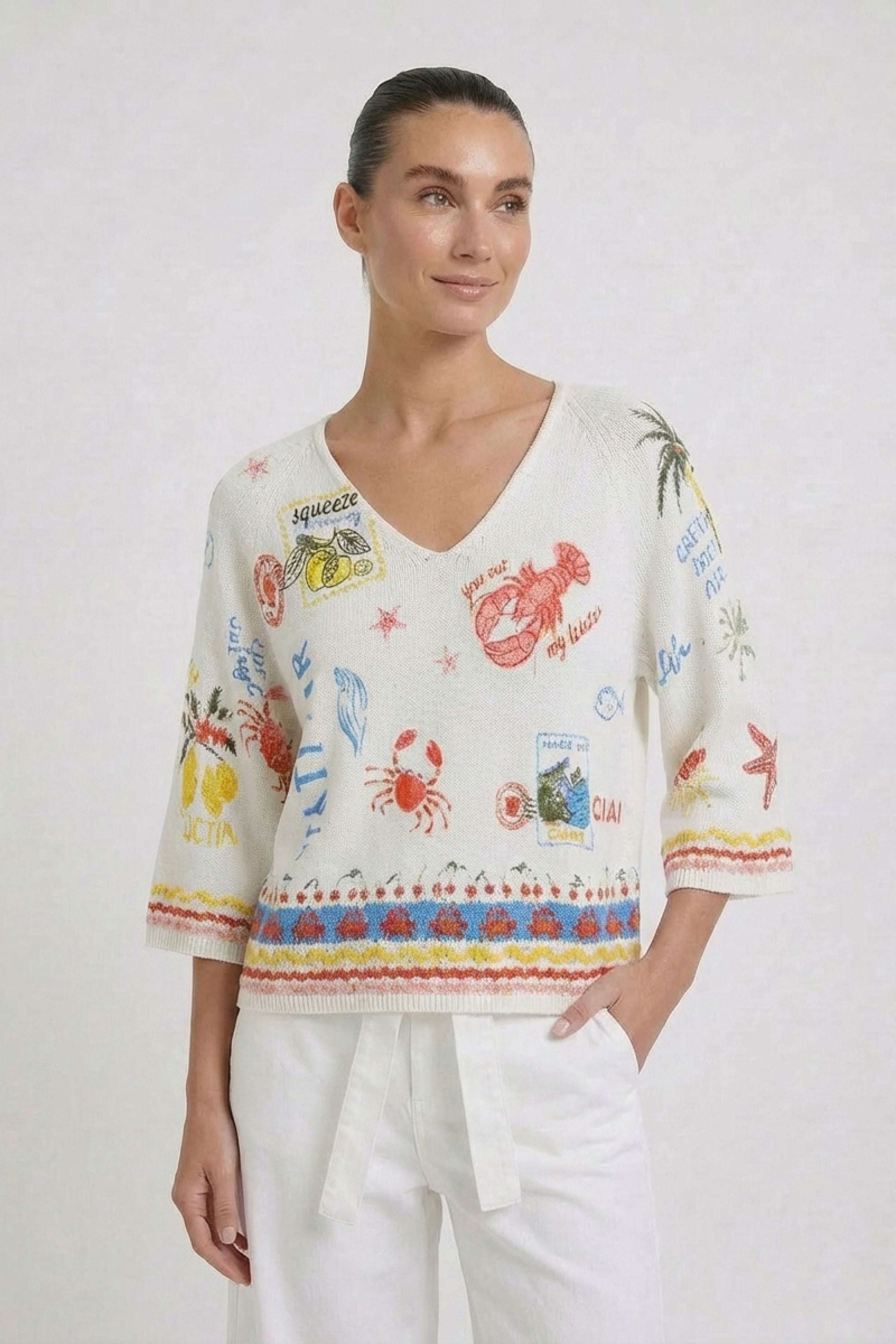 OUI Pullover mit sommerlichen Motiven