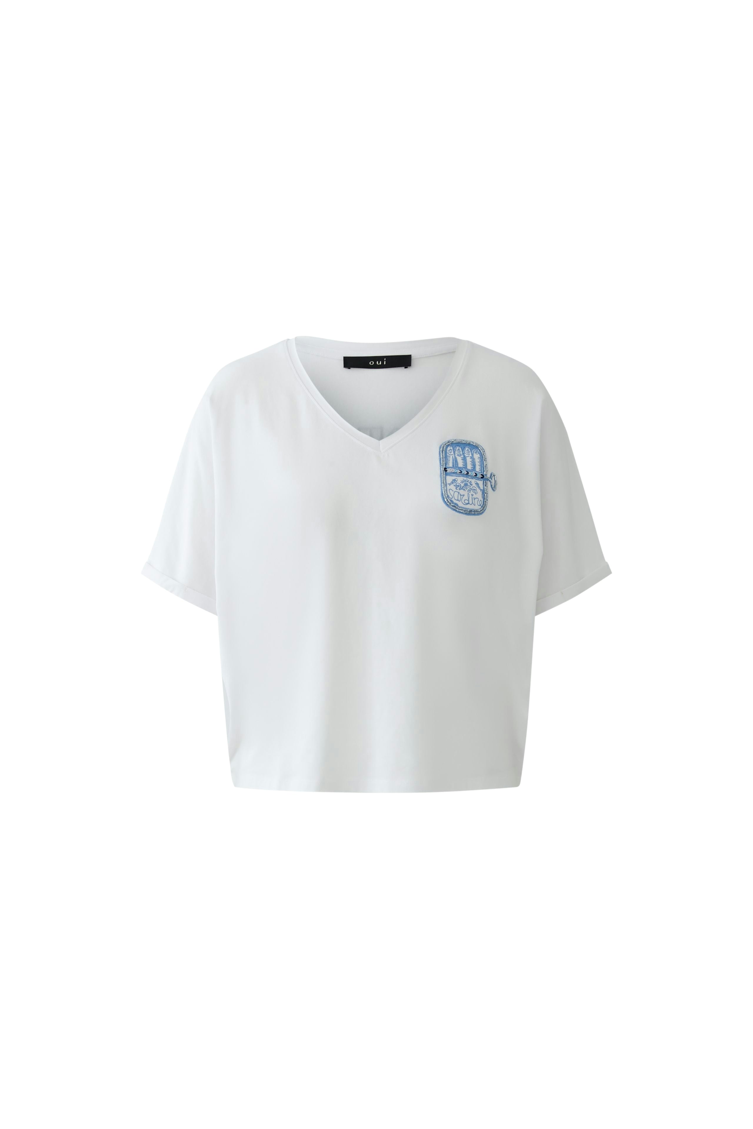 OUI T-Shirt mit Pailletten und Perlchen