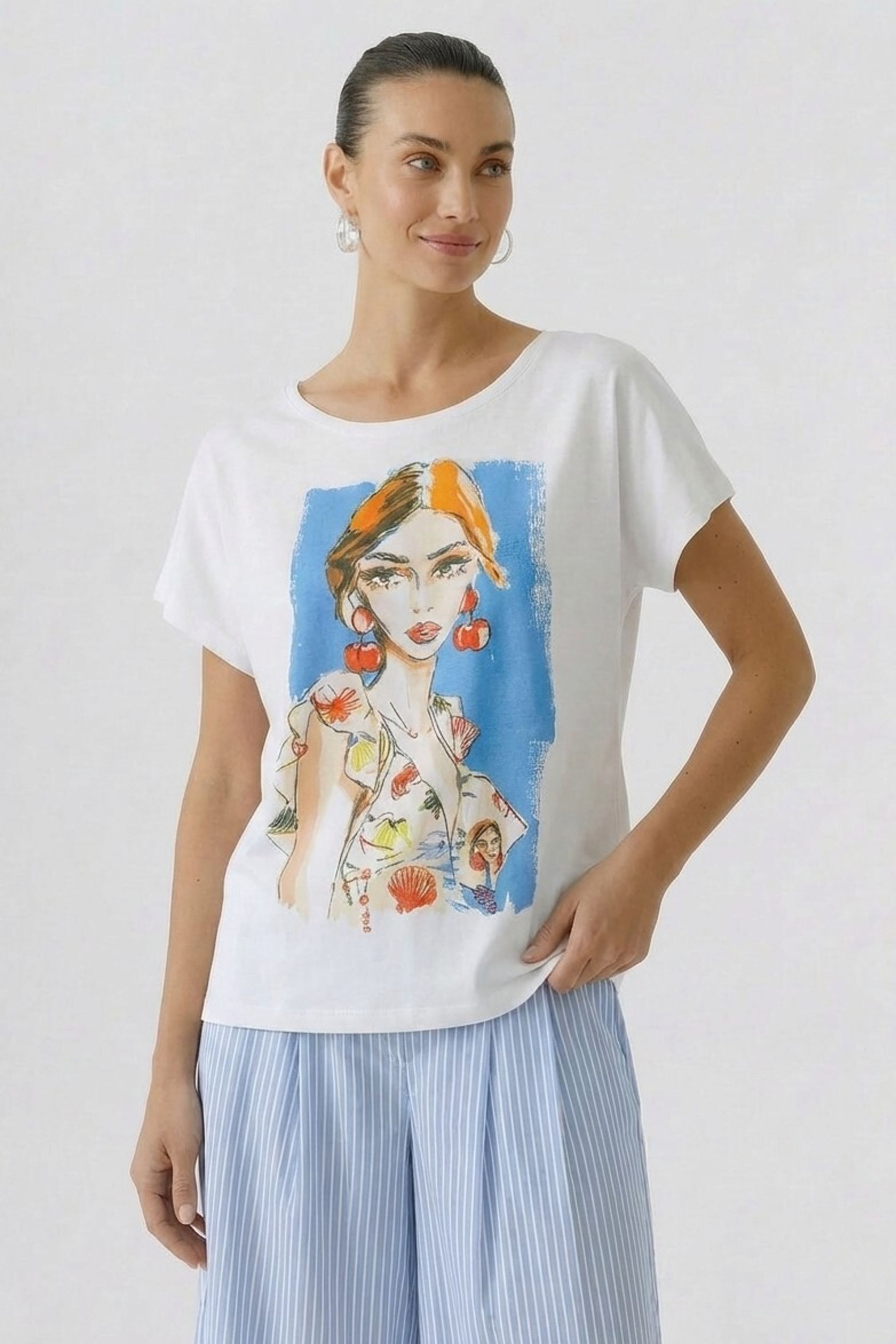 OUI T-Shirt mit großem platzierten Druck