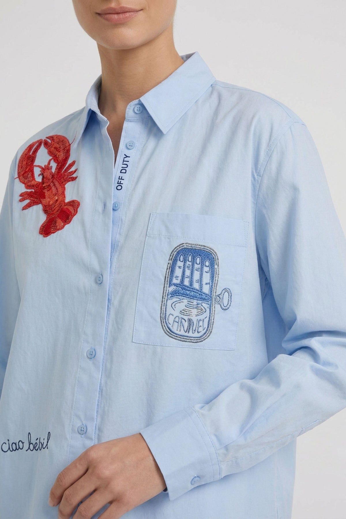 OUI Oversized Longbluse mit aufwändigen Dekorationen
