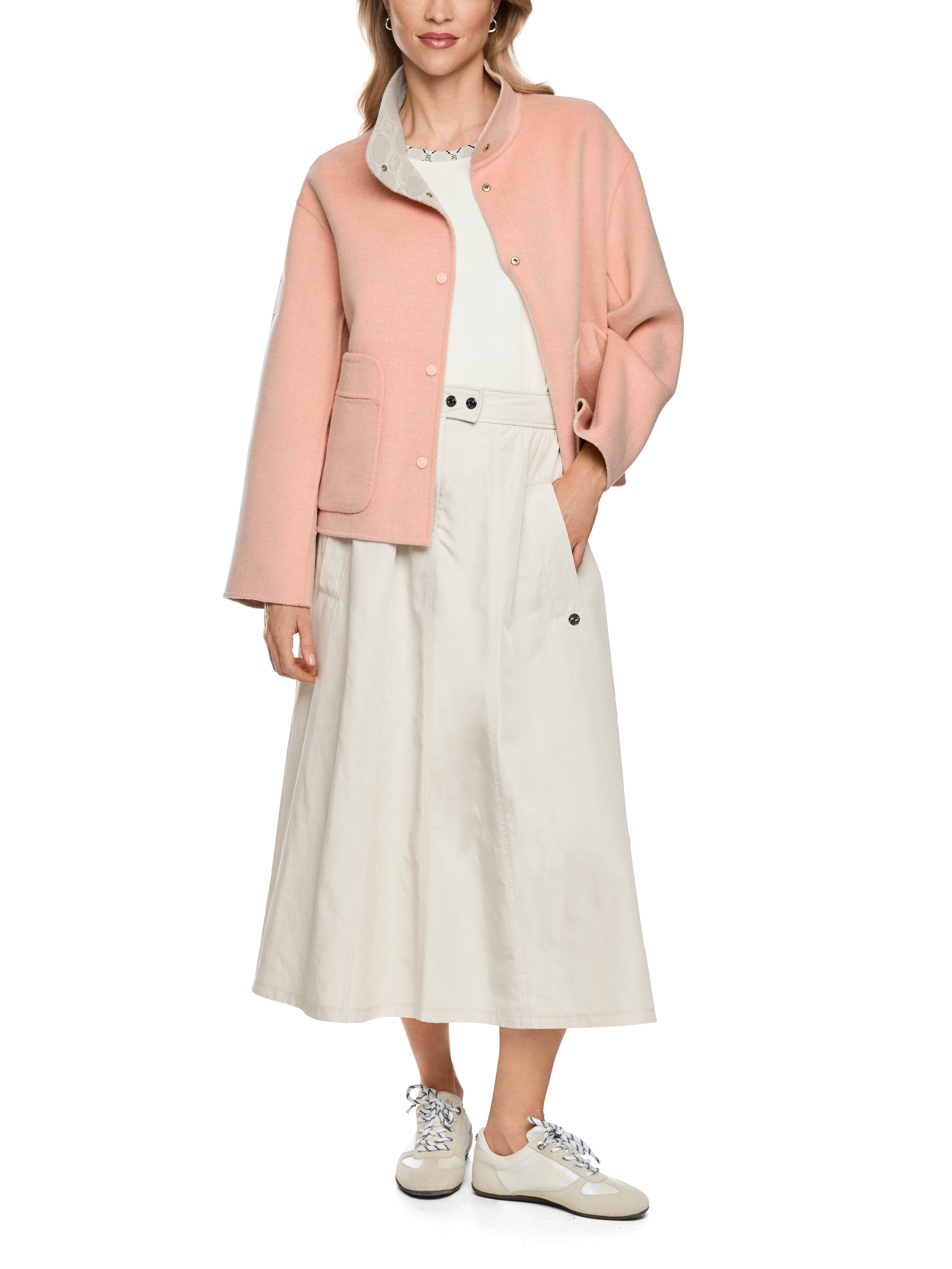 Marc Cain Wollmix-Wendejacke mit Chain-Logo-Print