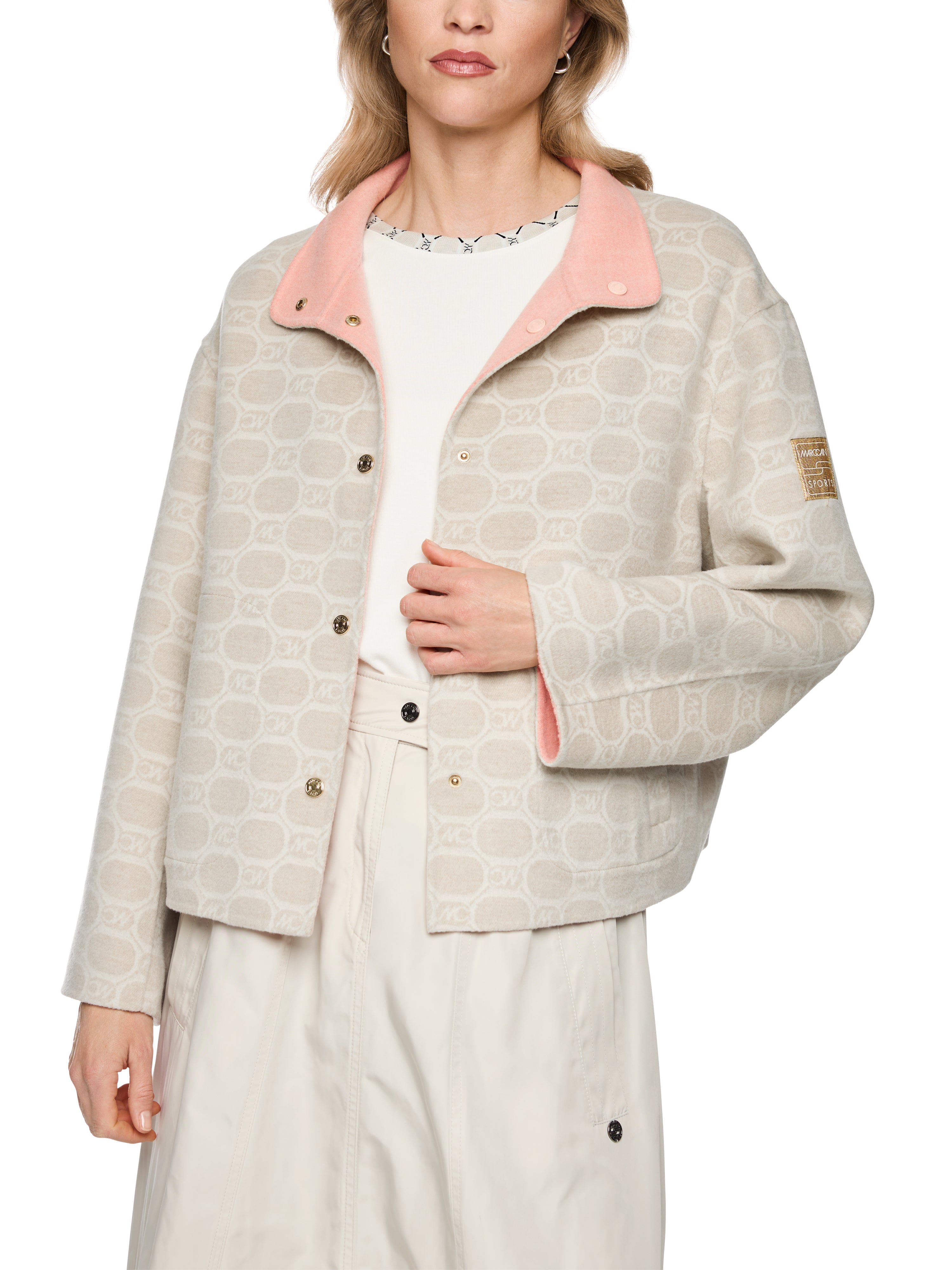 Marc Cain Wollmix-Wendejacke mit Chain-Logo-Print