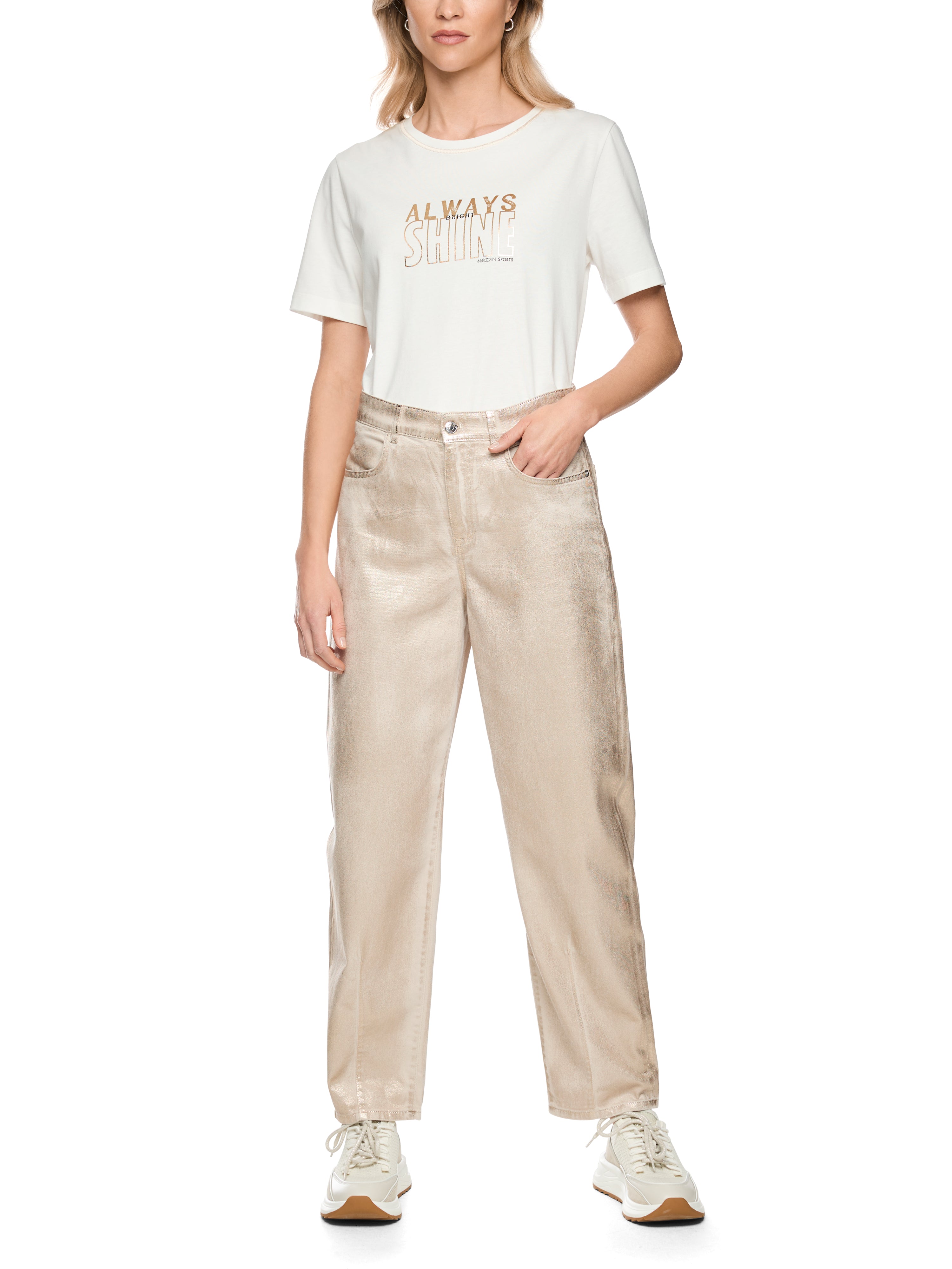 Marc Cain Biobaumwoll-Shirt mit Glanz-Druck