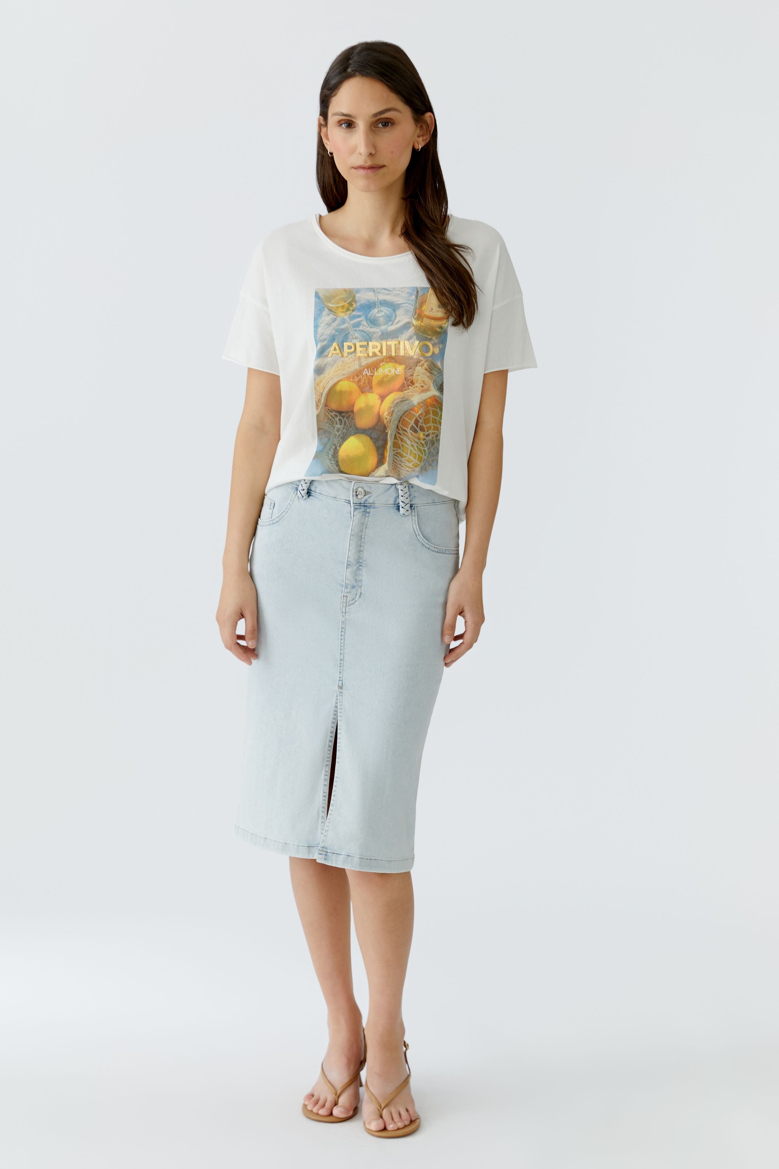 OUI Lässiges oversized T-Shirt mit Zitronendruck