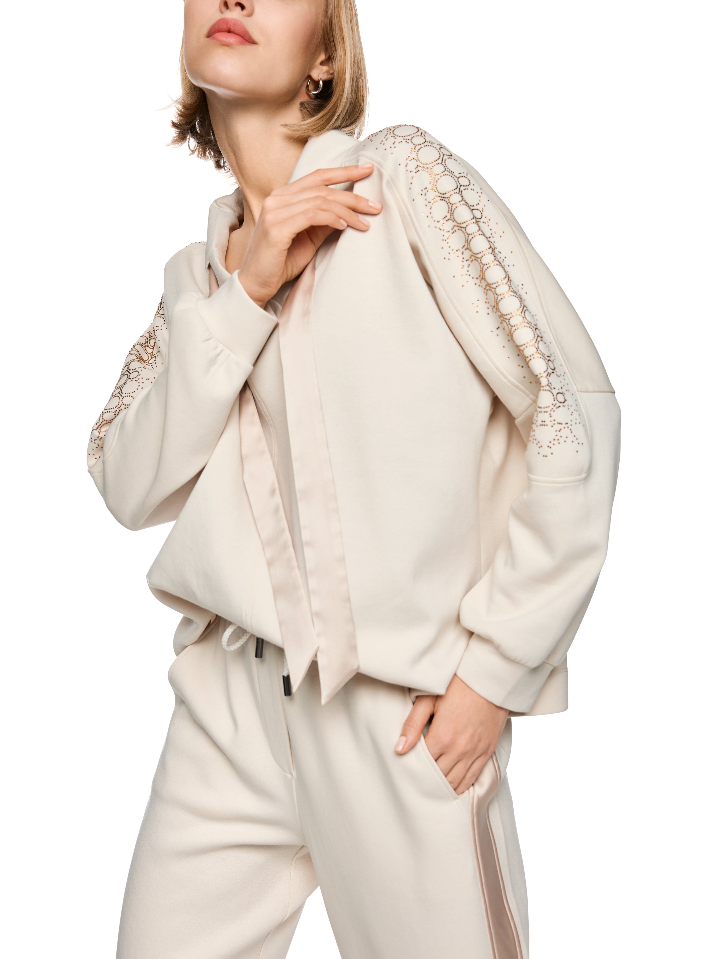 Marc Cain Oversize-Sweatshirt mit Hotfix-Steinen