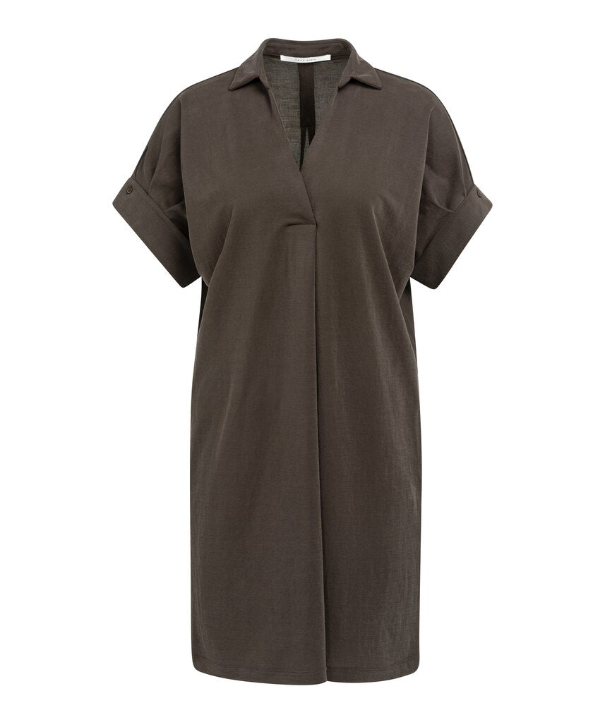 Yaya Jersey-Kleid mit kurzen plissierten Ärmeln