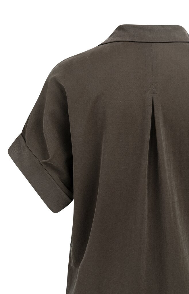 Yaya Jersey-Kleid mit kurzen plissierten Ärmeln