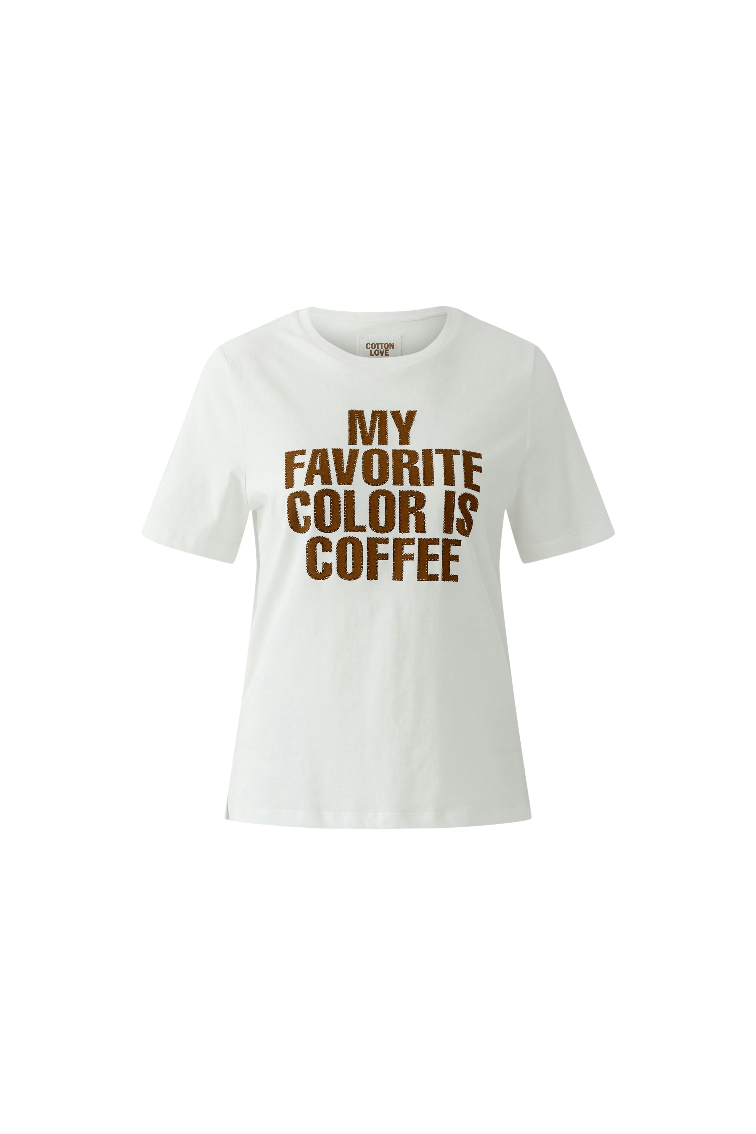 OUI T-Shirt mit tonigen Perlchen bestickt