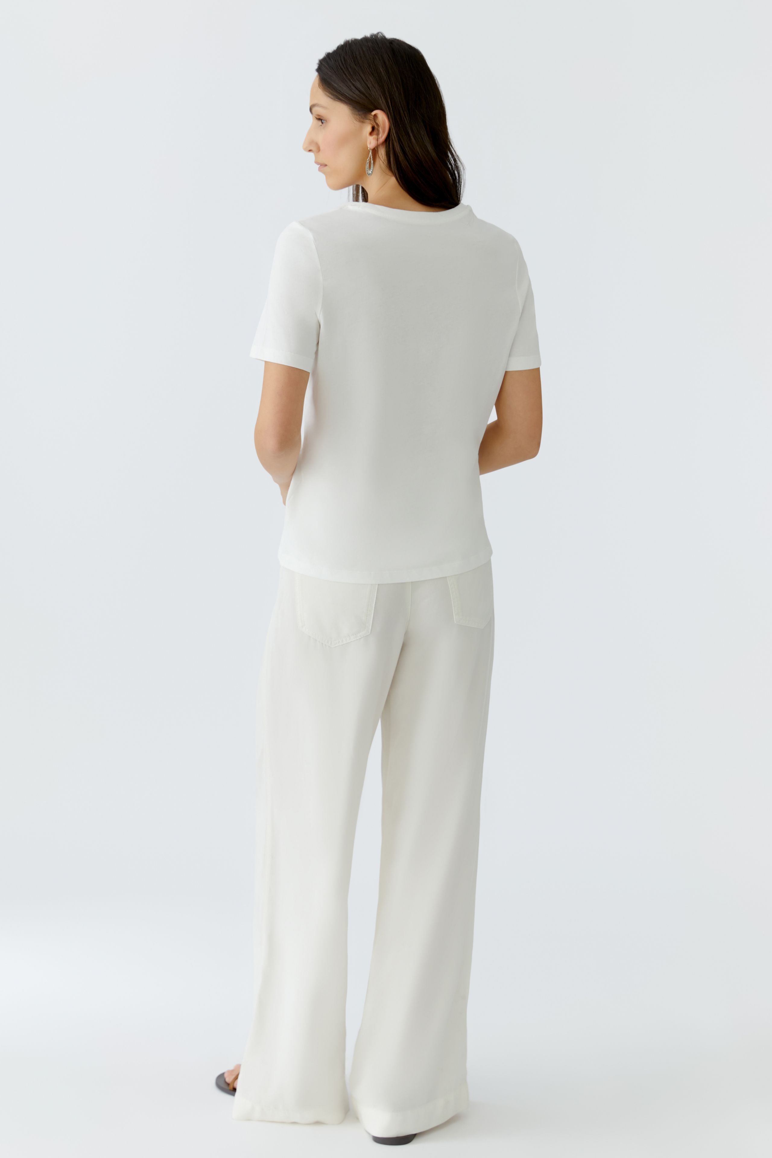 OUI T-Shirt mit tonigen Perlchen bestickt