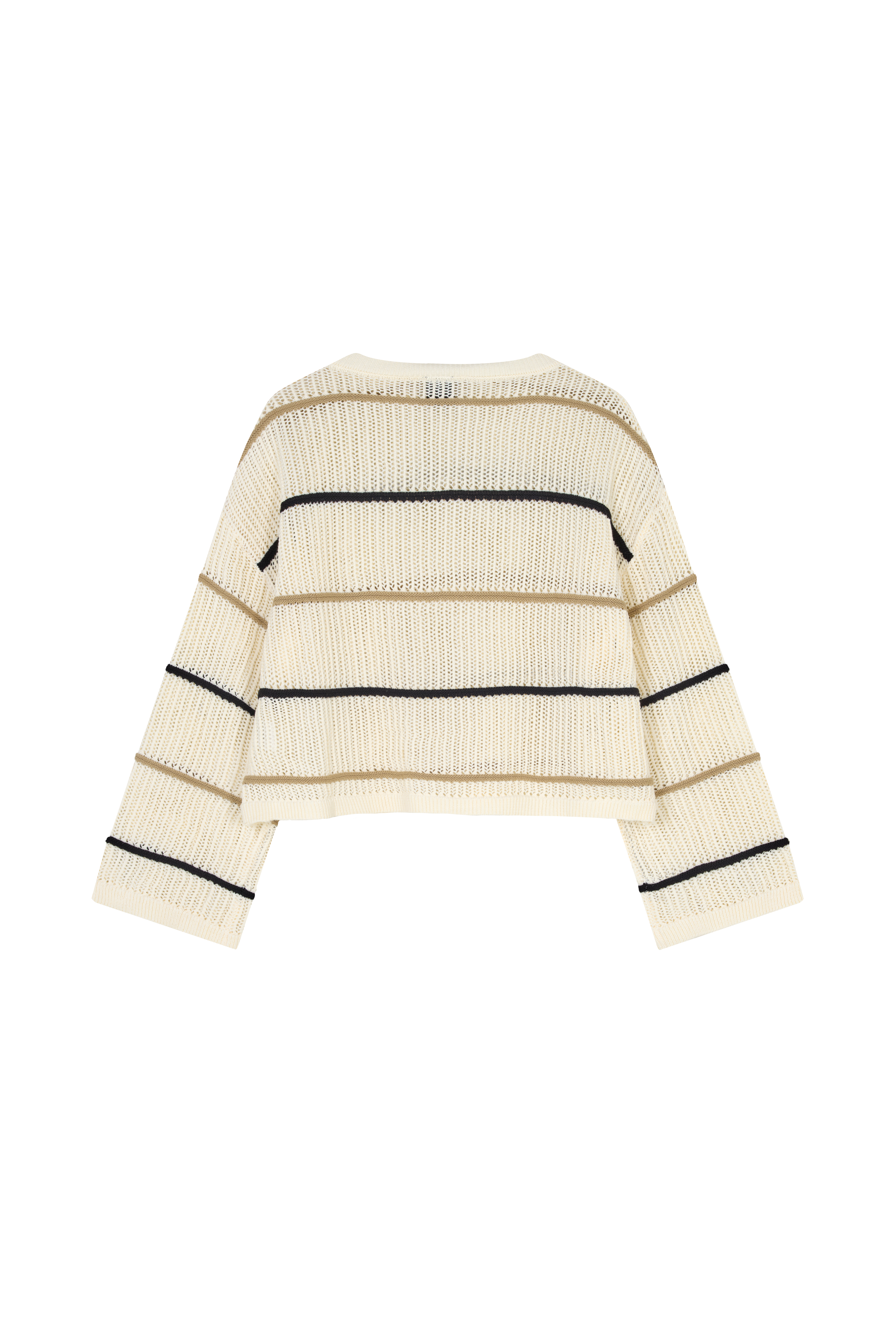 Karo Kauer Knit Sweater Striped Beige