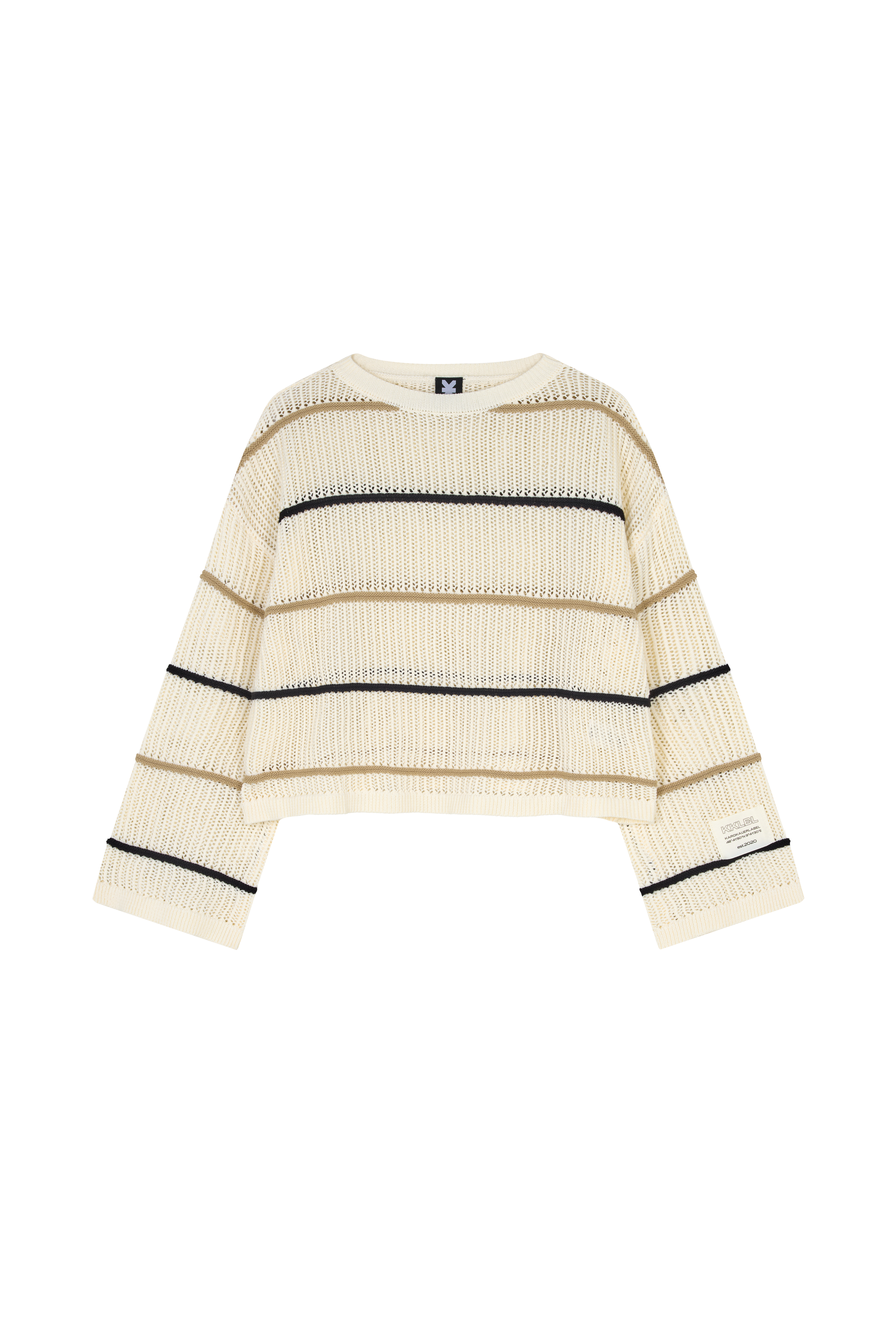 Karo Kauer Knit Sweater Striped Beige