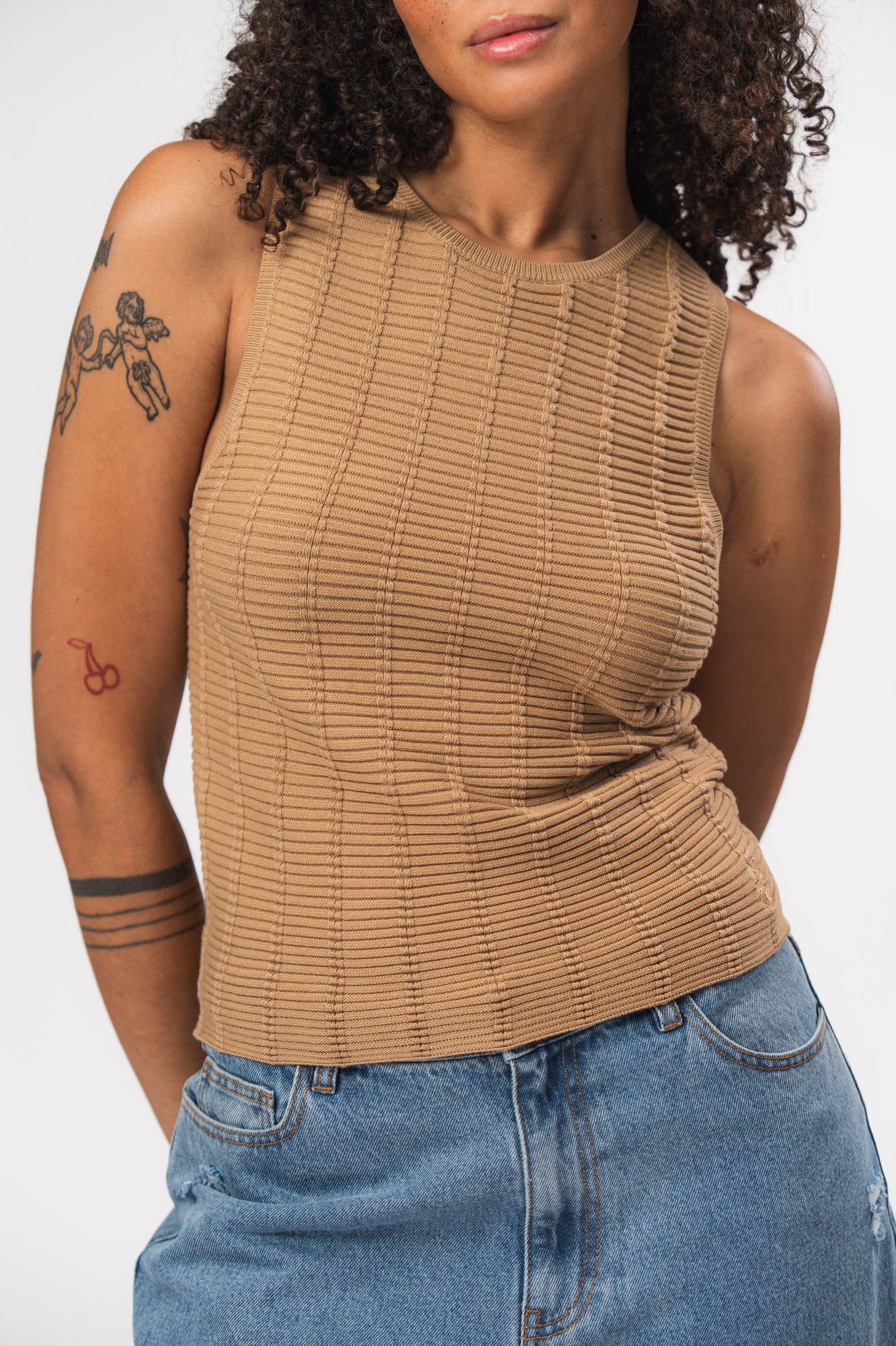 Karo Kauer Knit Top Warm Beige