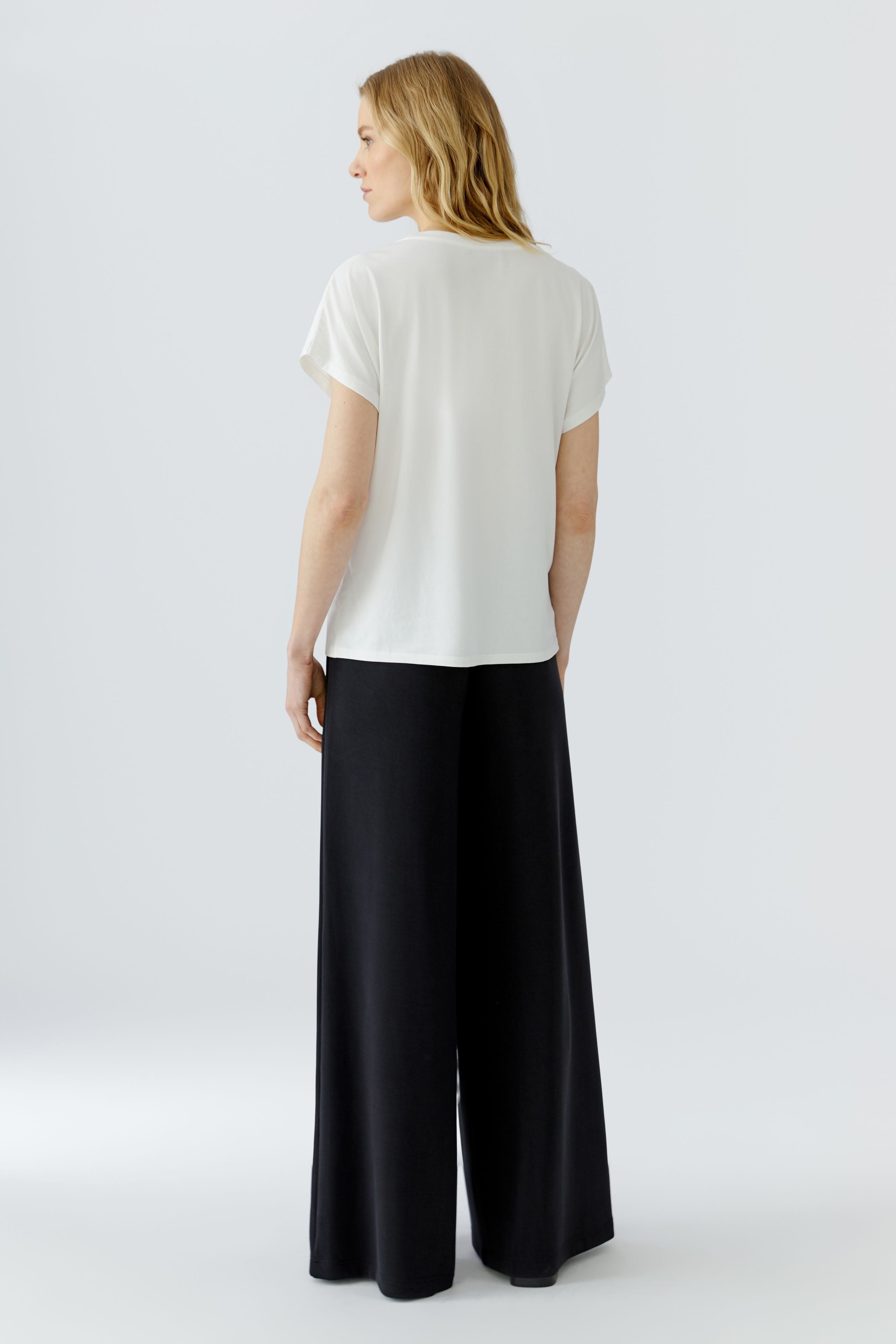 OUI T-Shirt mit Netzpatch mit Pailletten