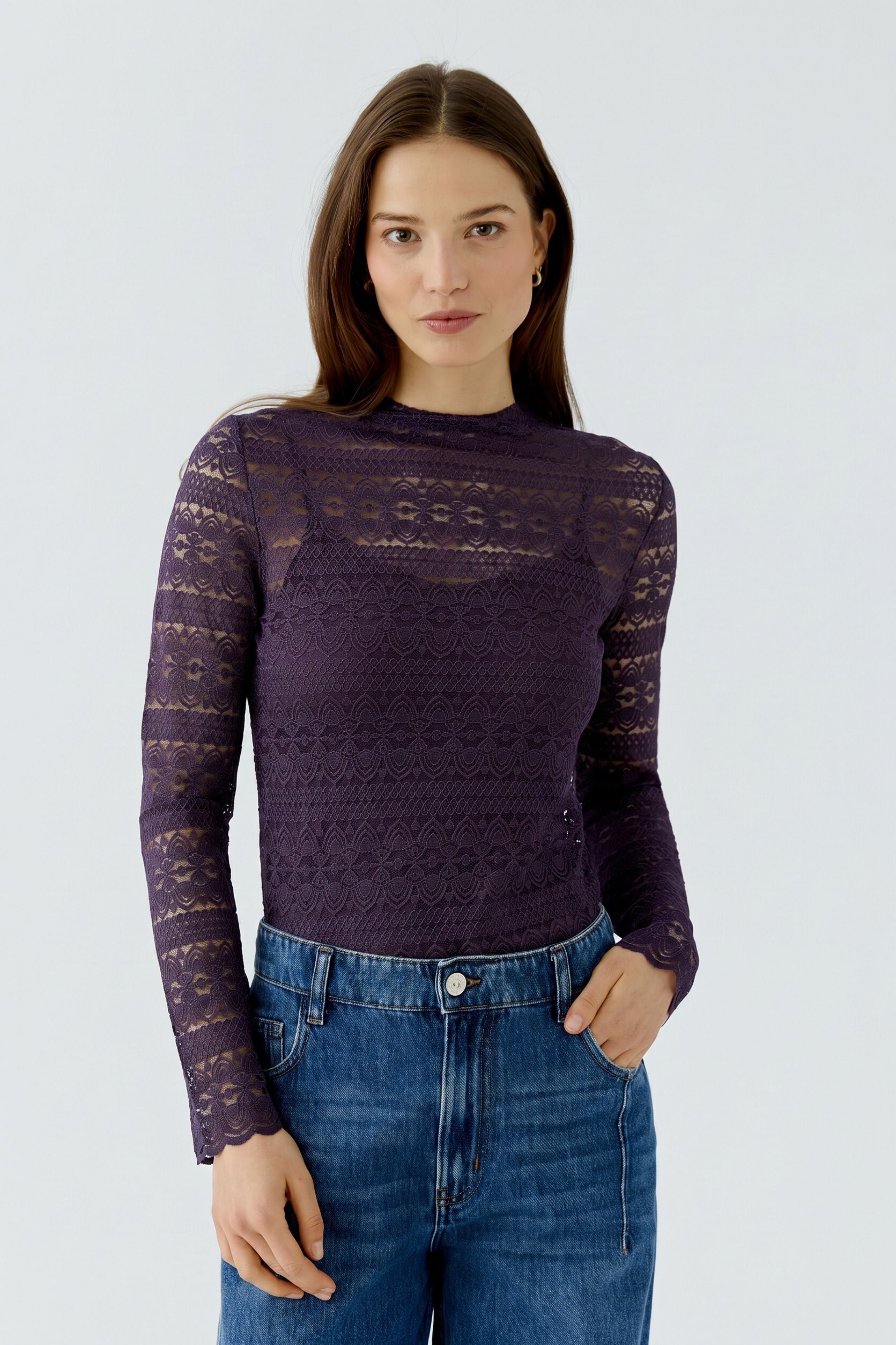 OUI Langarmshirt aus weicher Spitze