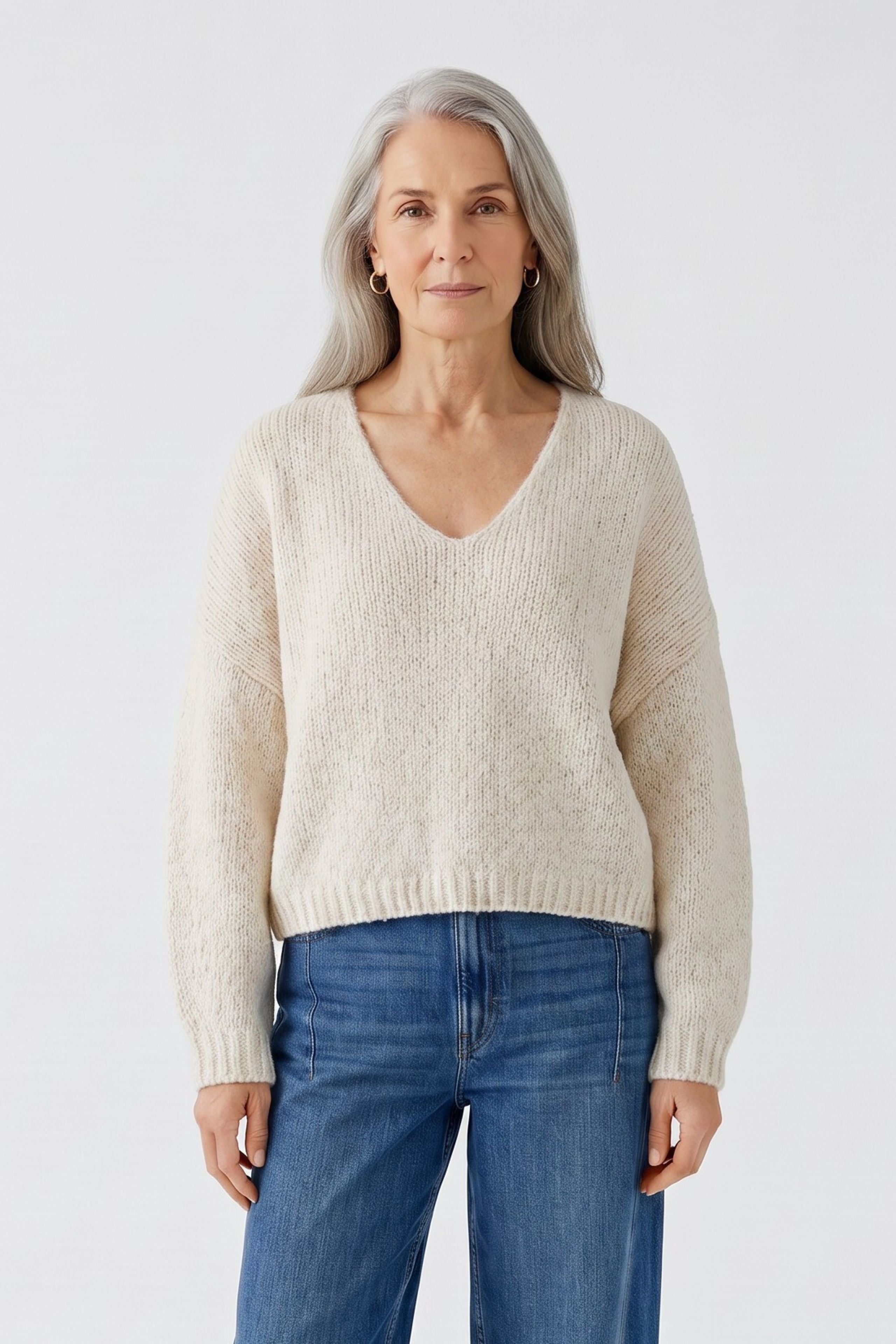OUI V-Neck Pullover oversized geschnitten