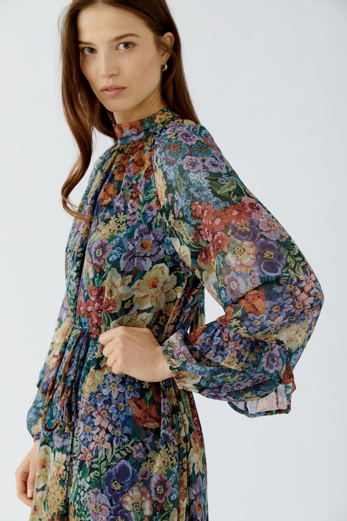 OUI Fließendes Maxikleid mit Rüschen im A-Shape