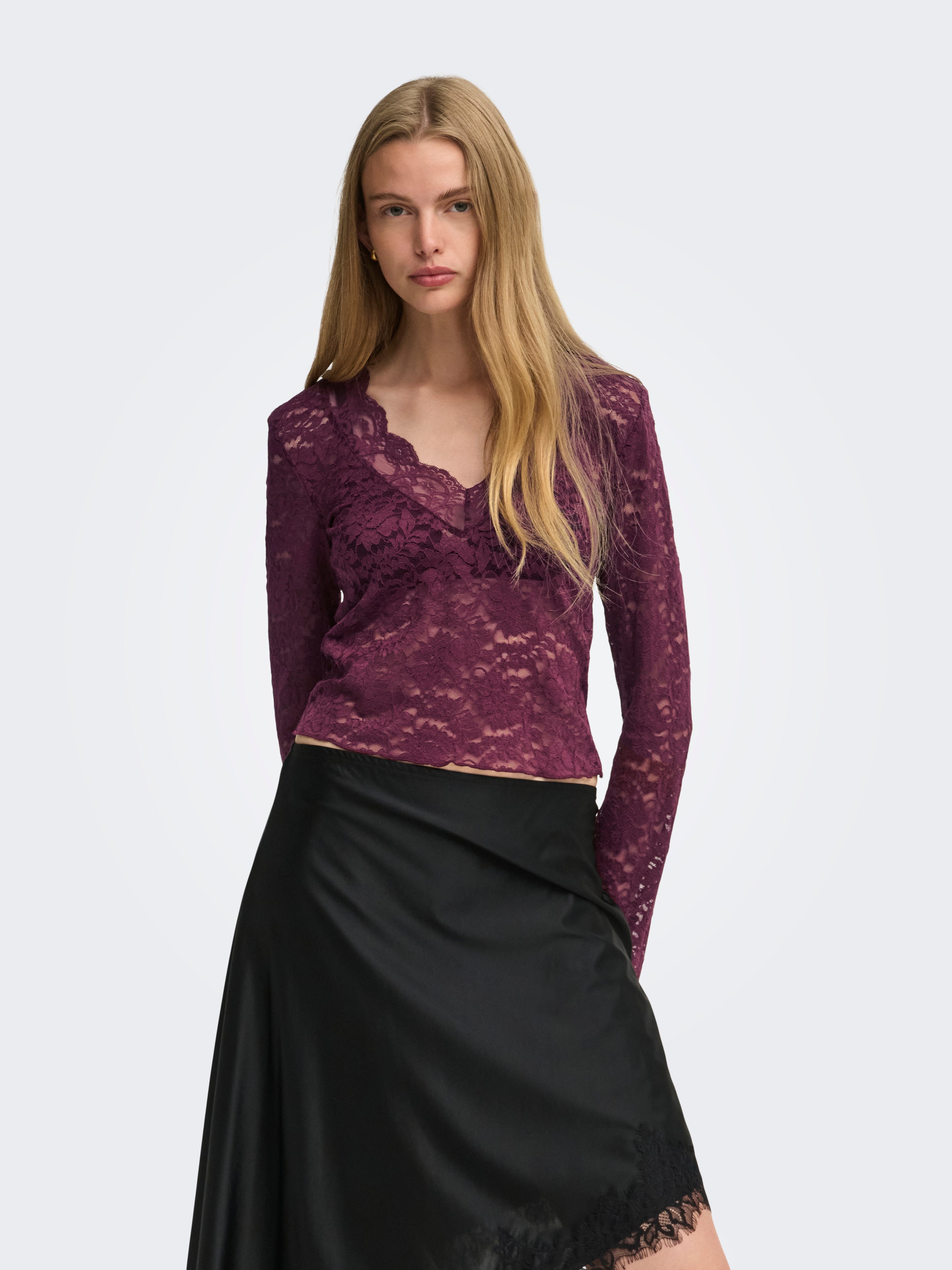 ONLNIKKA L/S LACE TOP JRS NOOS