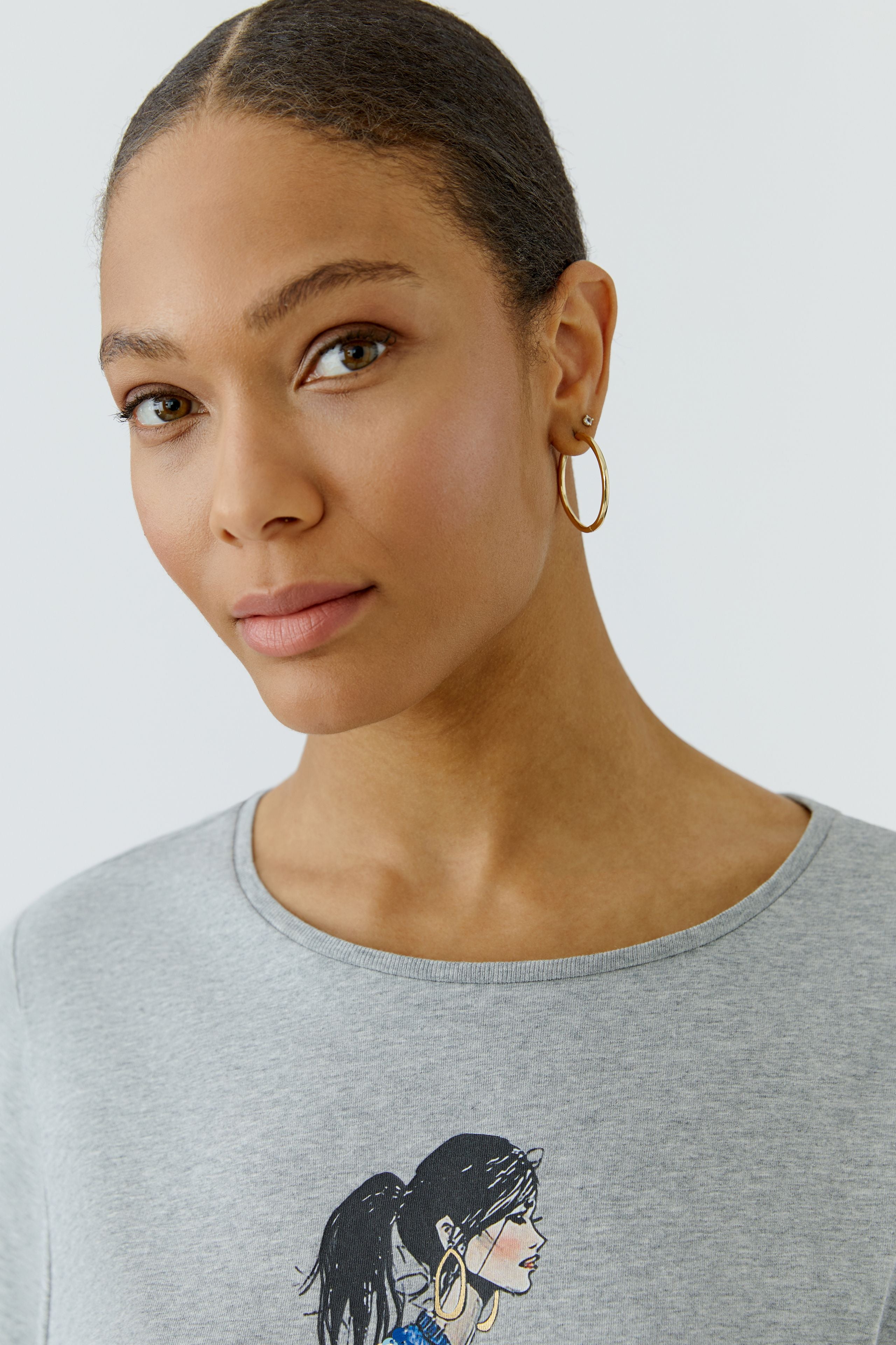 OUI T-Shirt im lässigen Shape mit Druck