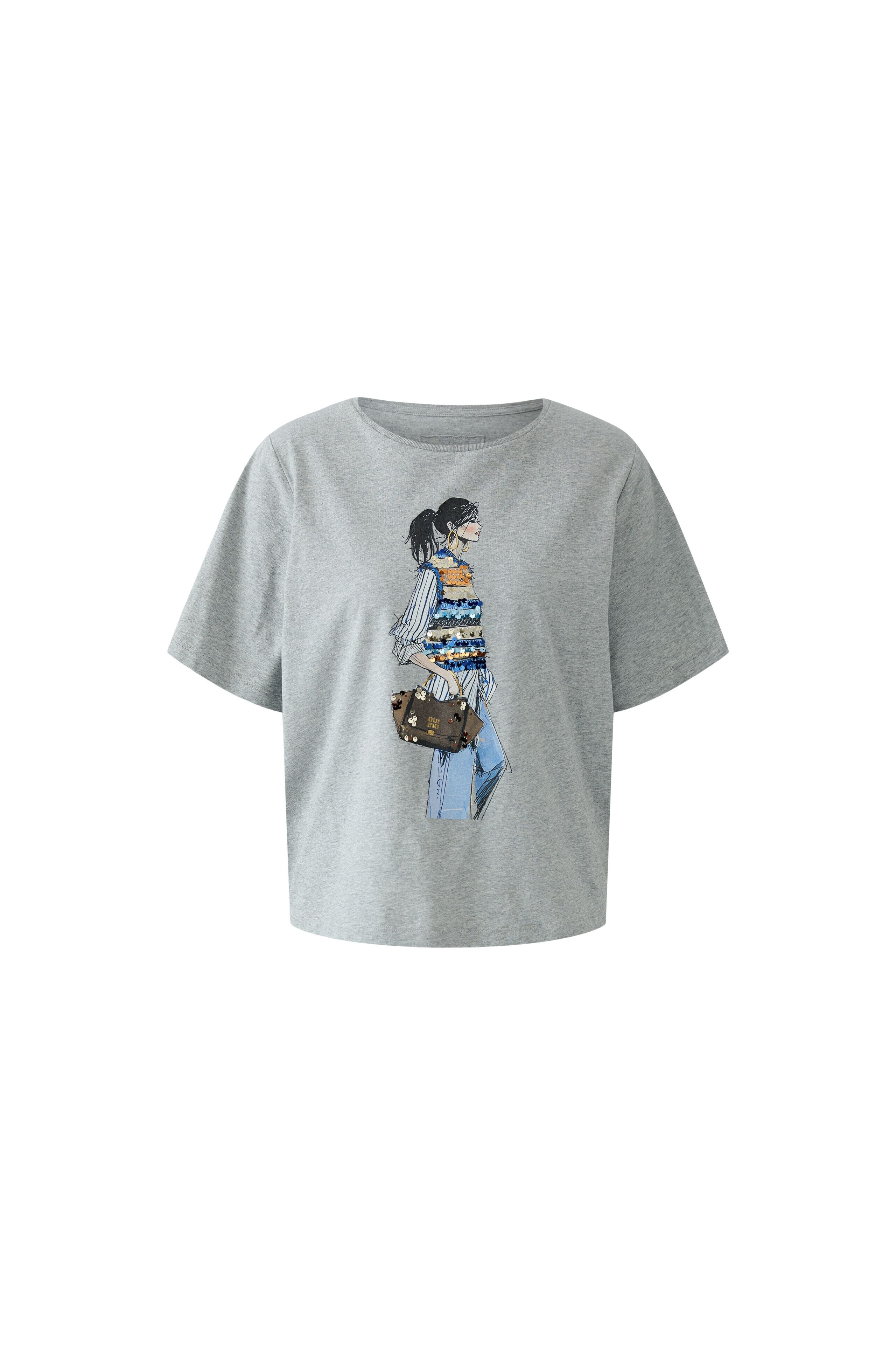 OUI T-Shirt im lässigen Shape mit Druck