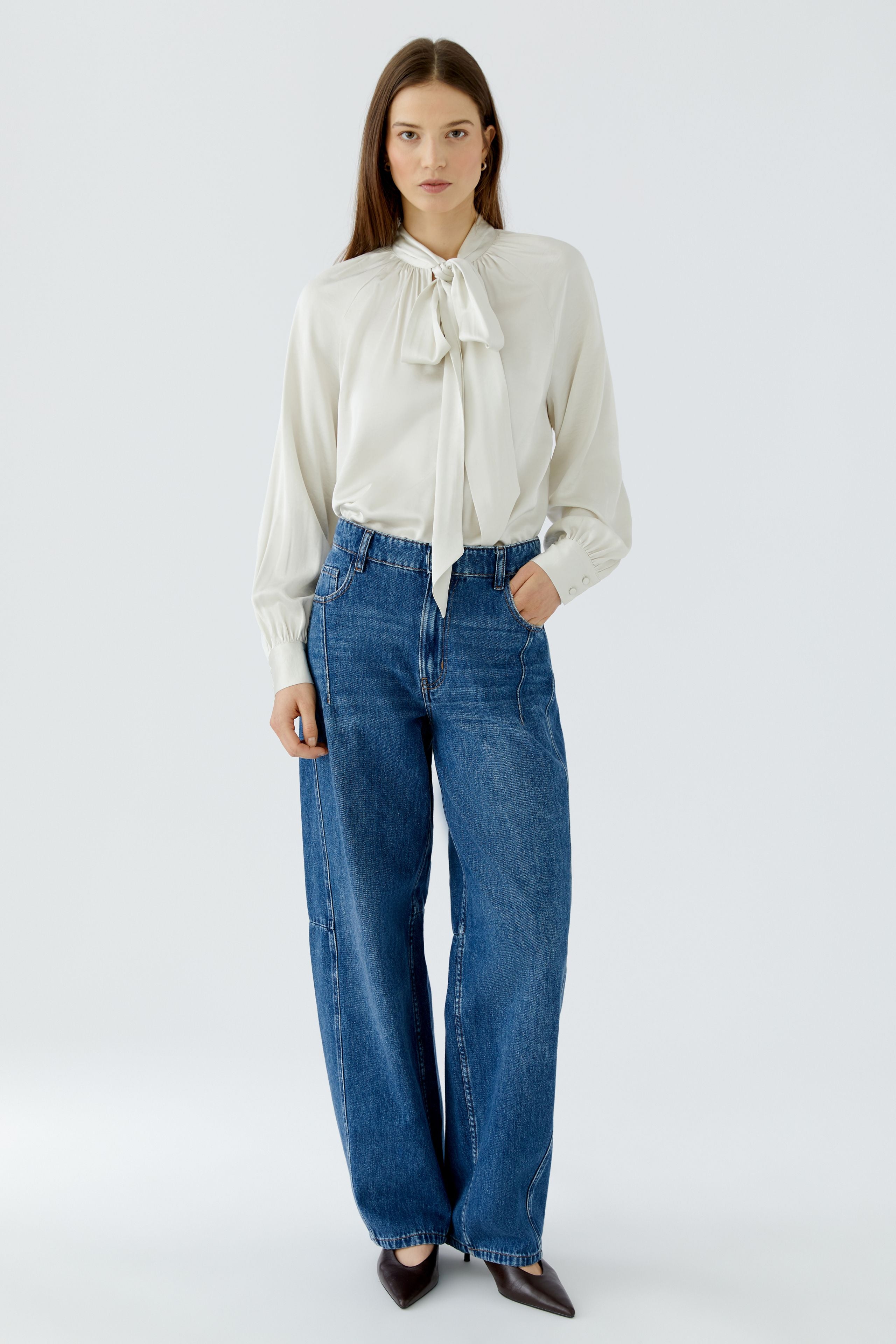 OUI Schluppenbluse aus glänzendem Satin