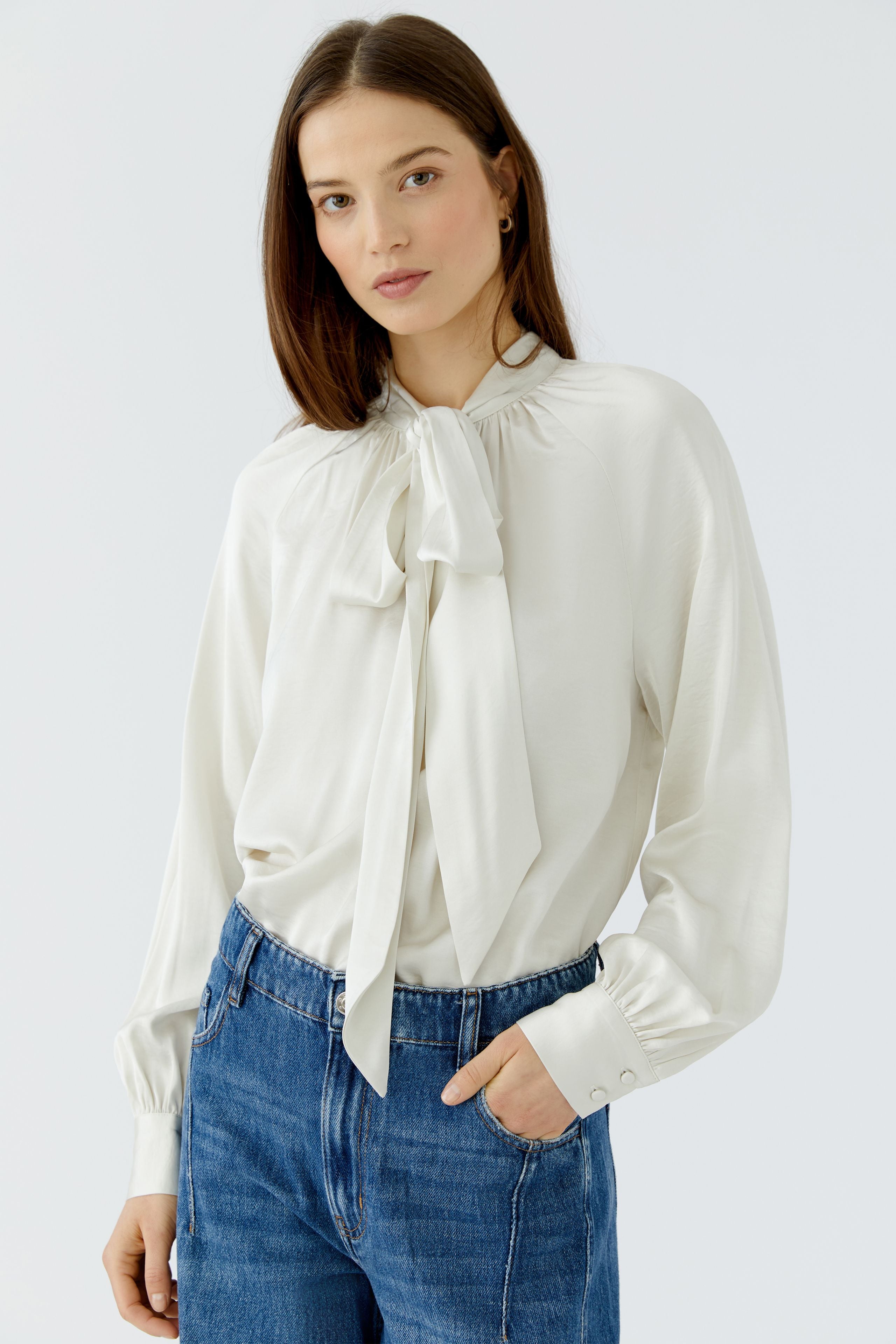 OUI Schluppenbluse aus glänzendem Satin
