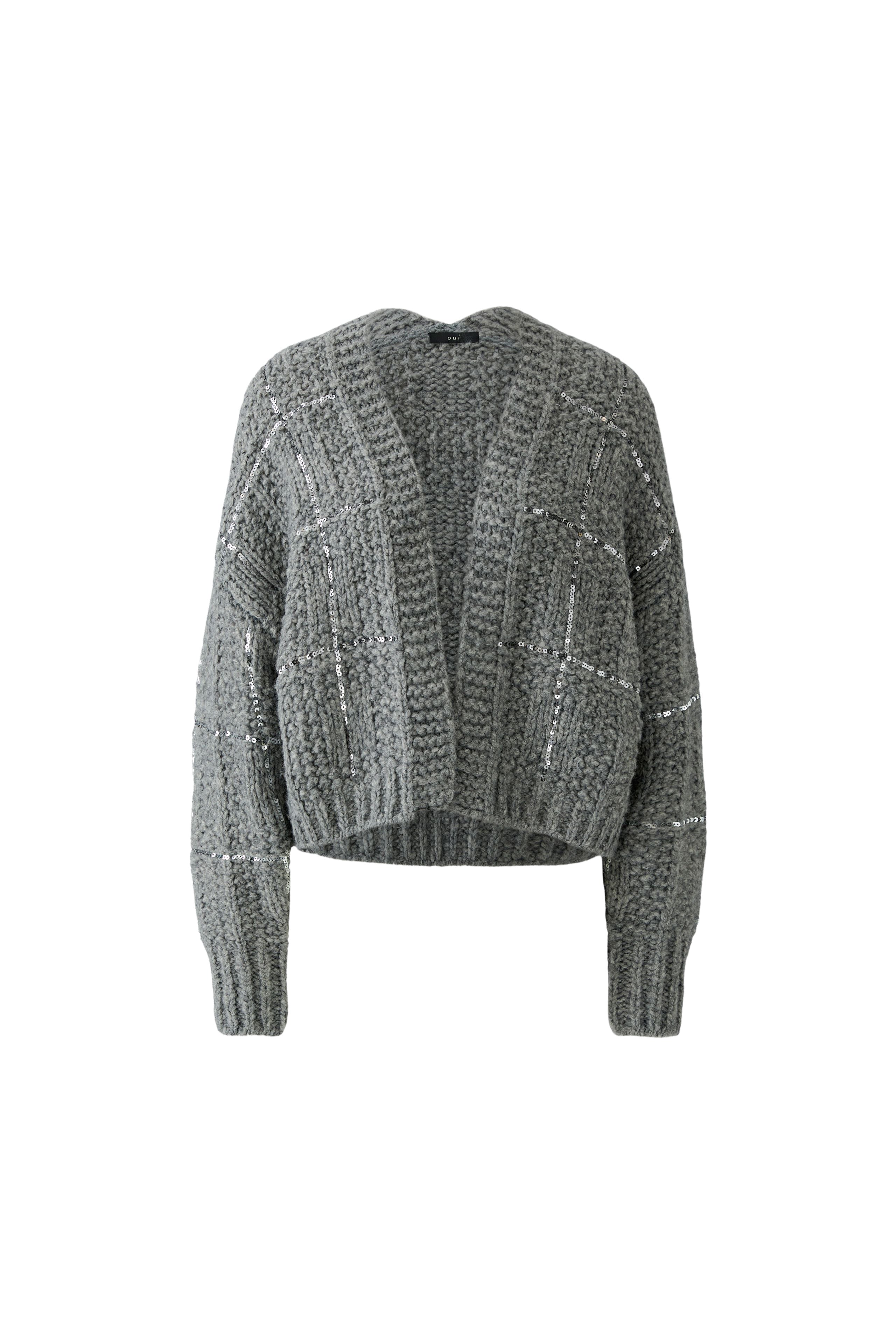 OUI Strickjacke mit eingestricktem Karomuster
