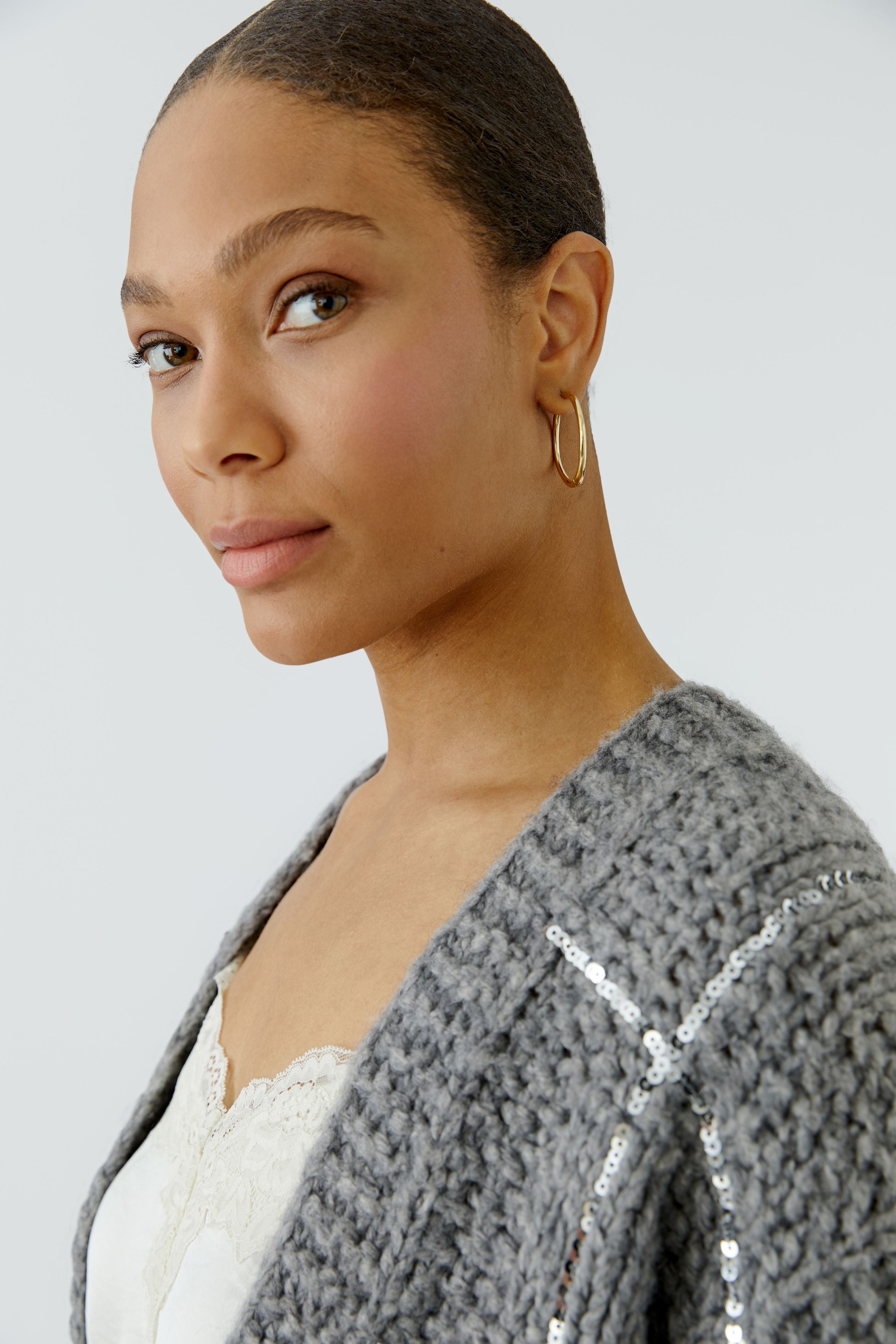 OUI Strickjacke mit eingestricktem Karomuster