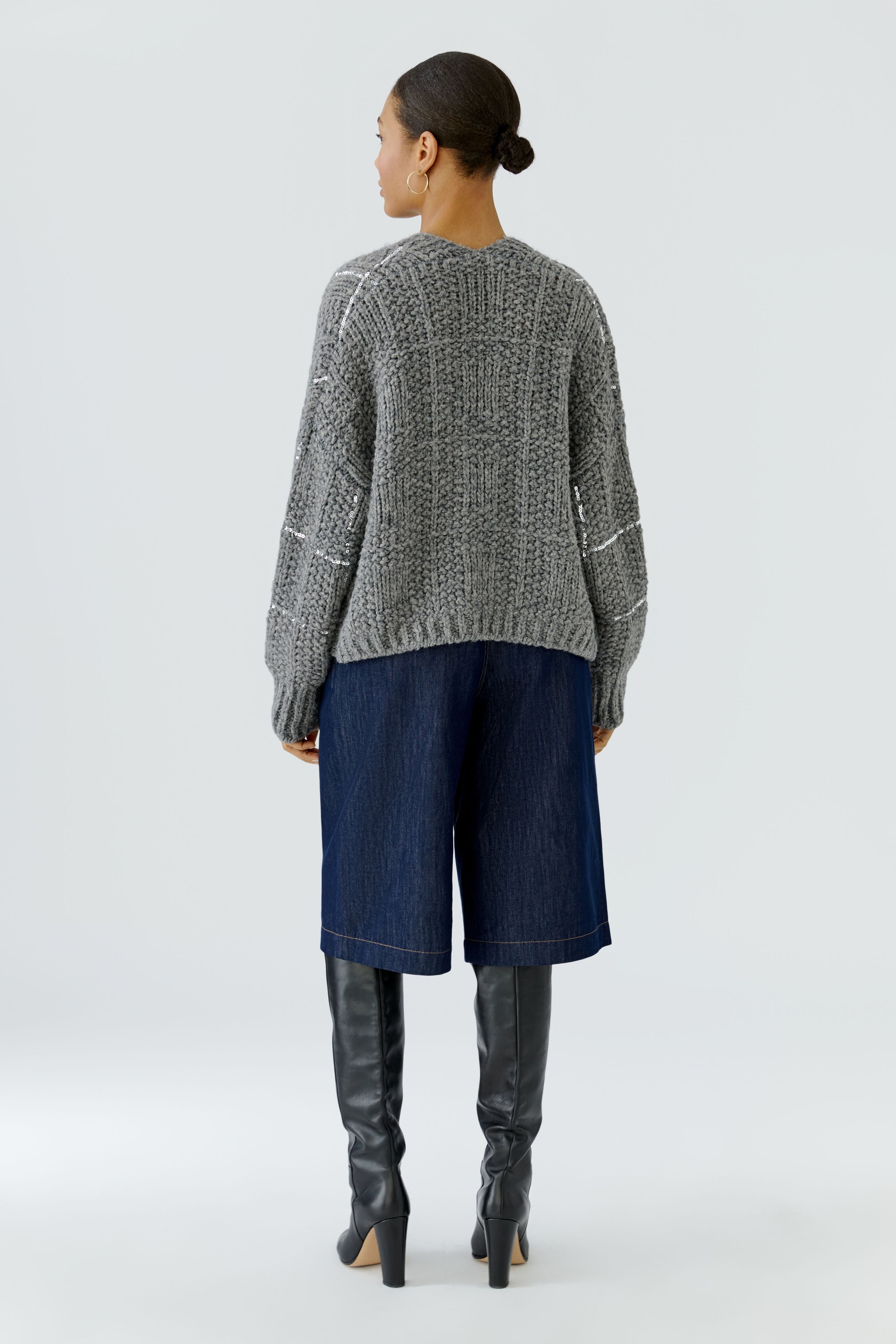 OUI Strickjacke mit eingestricktem Karomuster