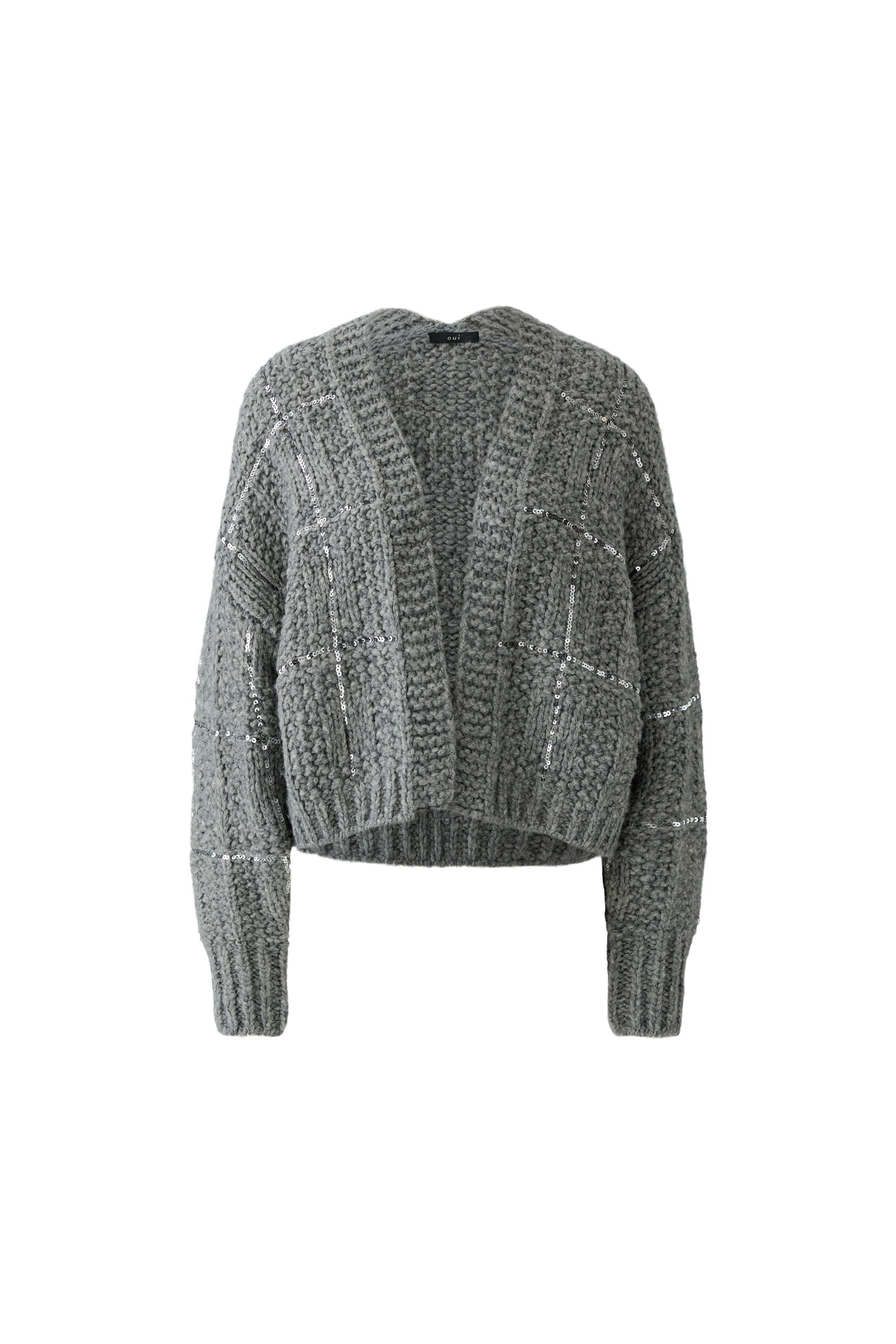 OUI Strickjacke mit eingestricktem Karomuster