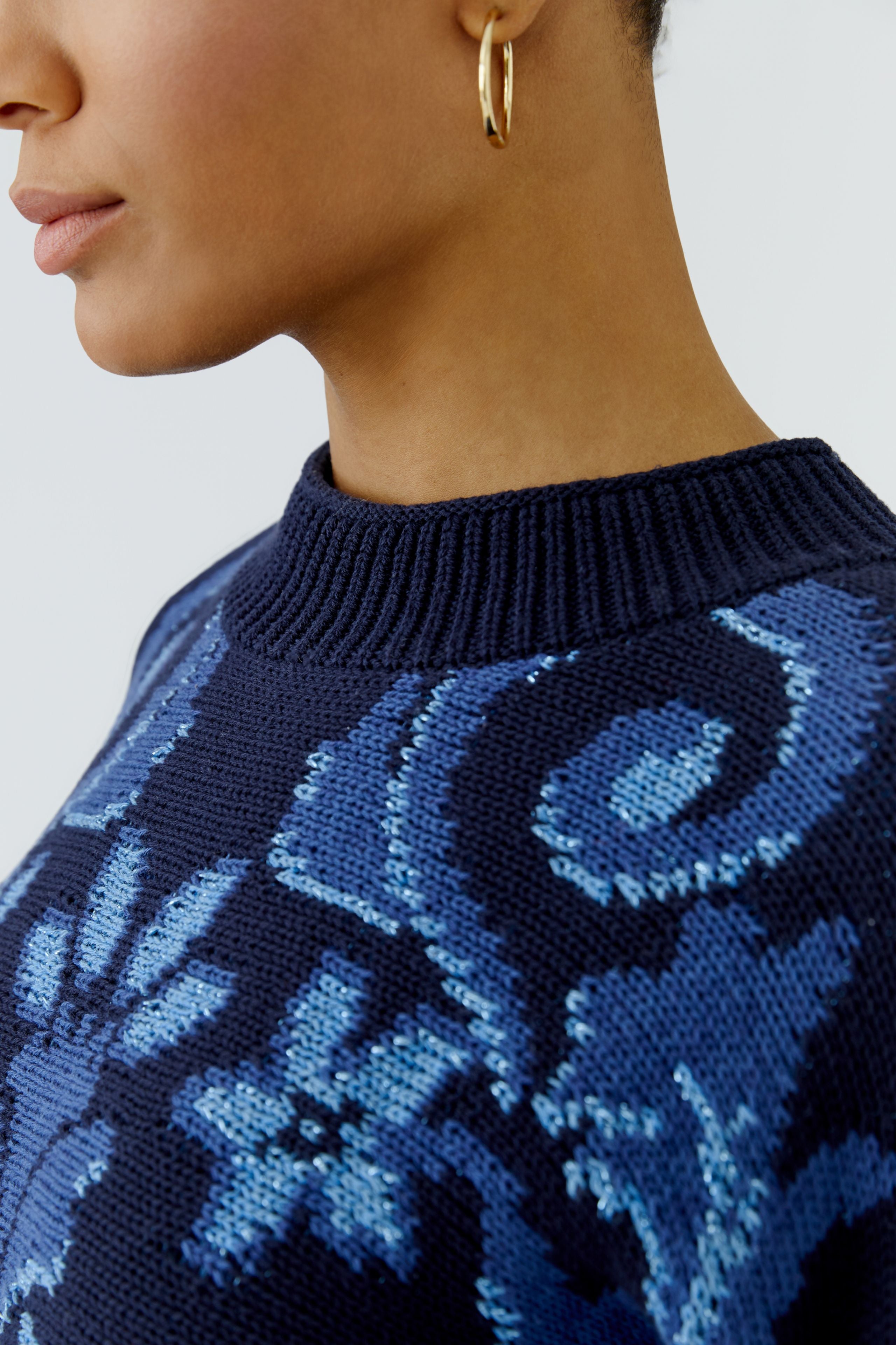 OUI Jacquard-Pullover mit Glanzgarn