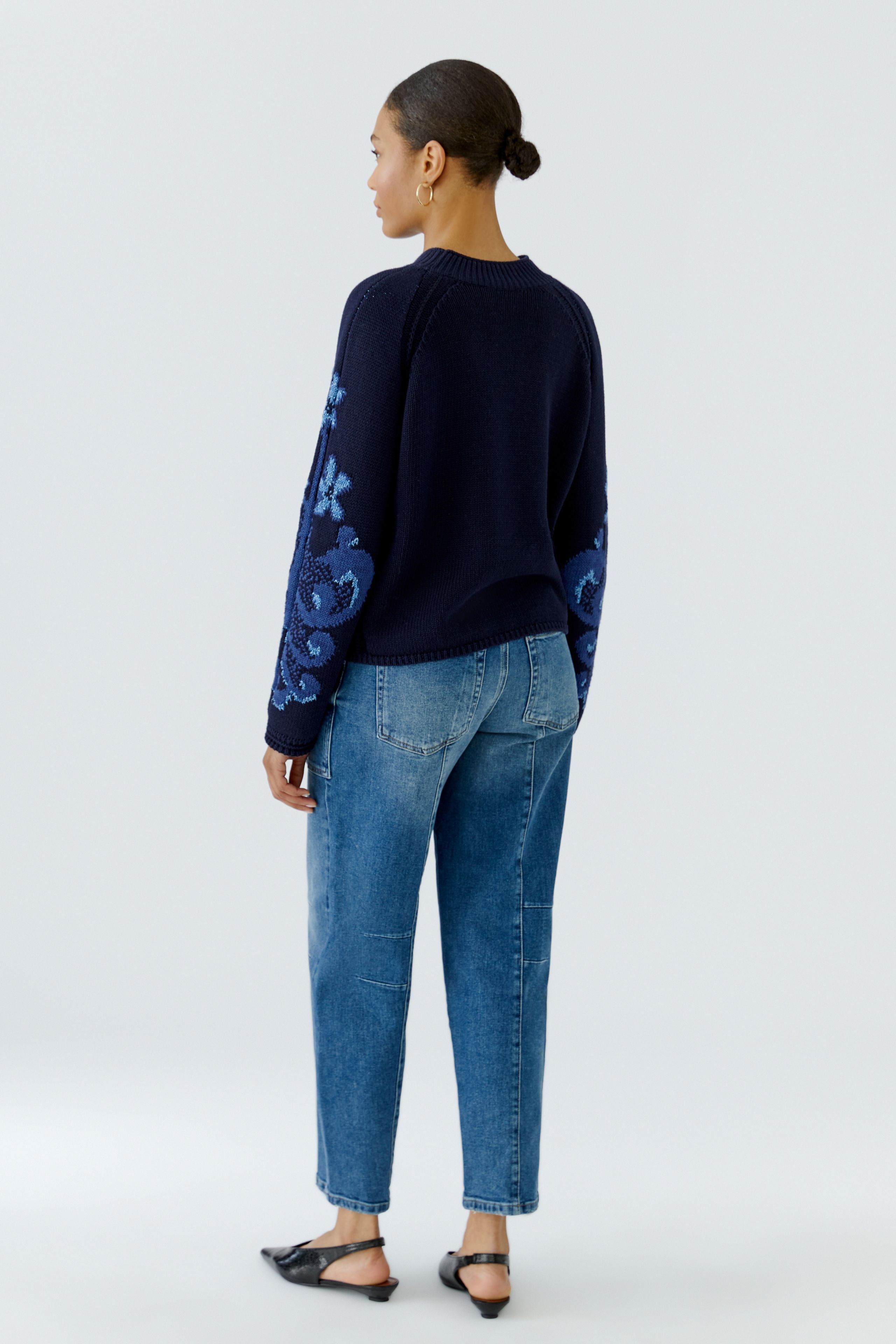OUI Jacquard-Pullover mit Glanzgarn