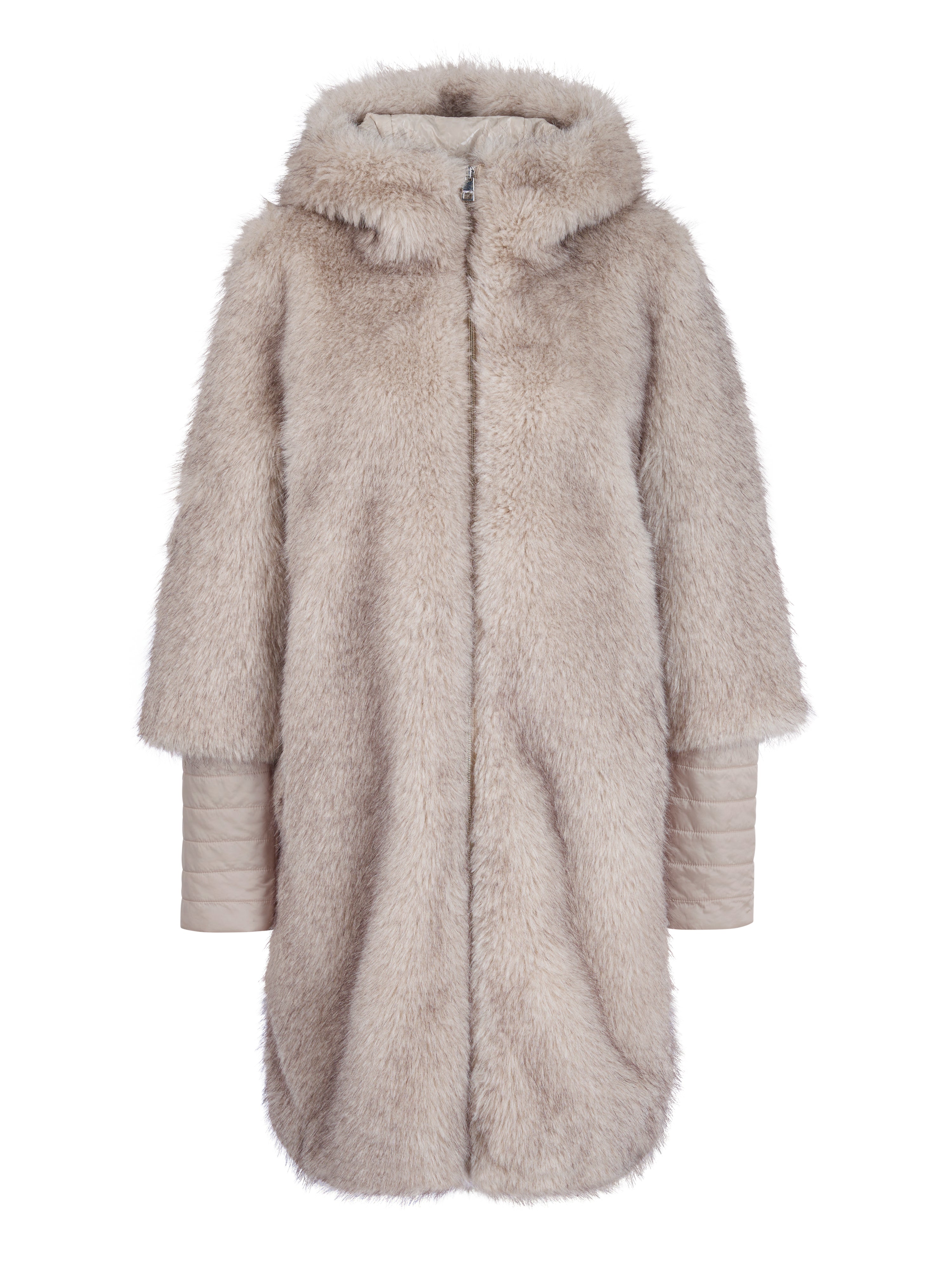 Fake-Fur-Mantel mit Kapuze