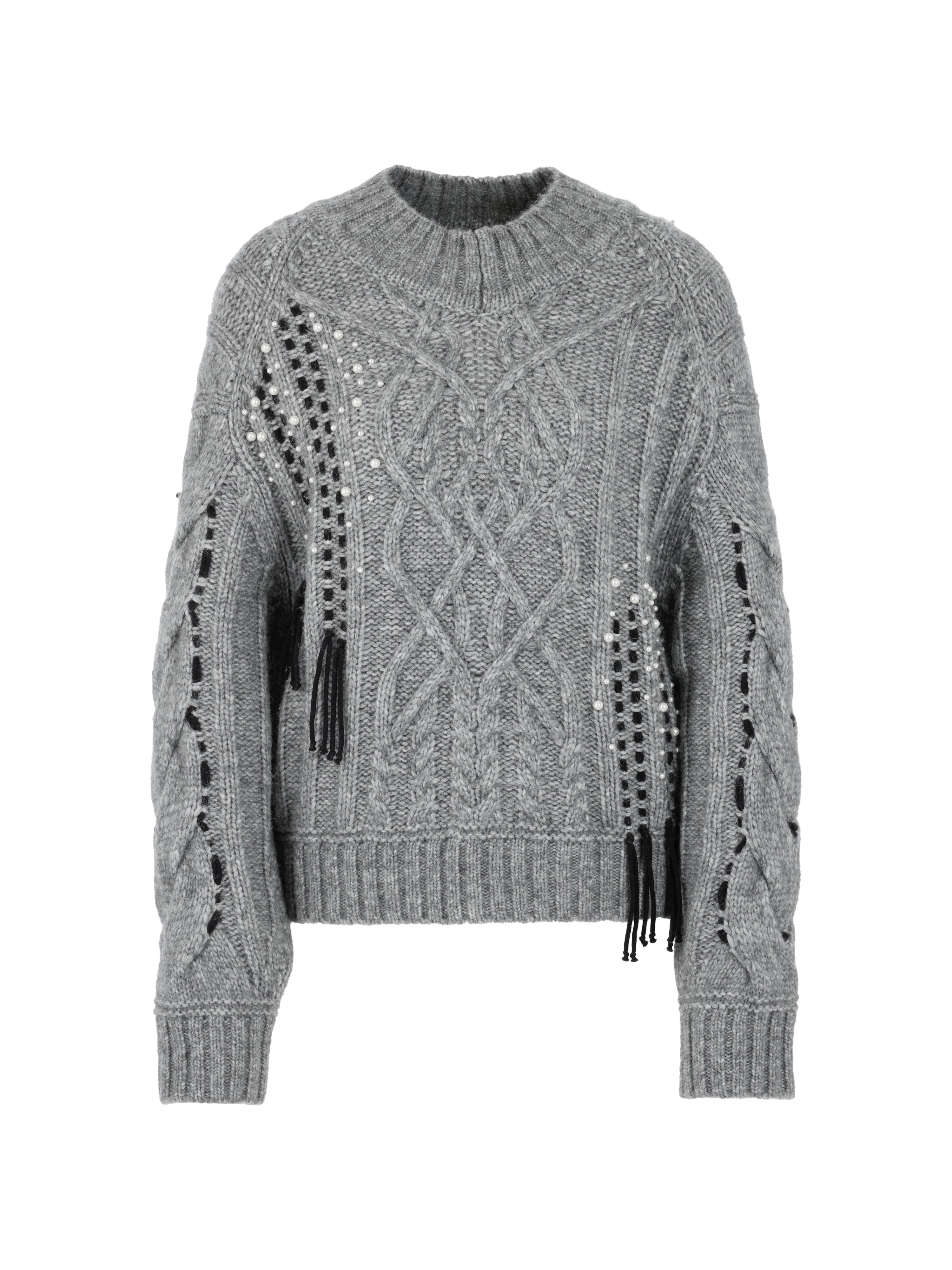Zopfstrick-Pullover mit Details