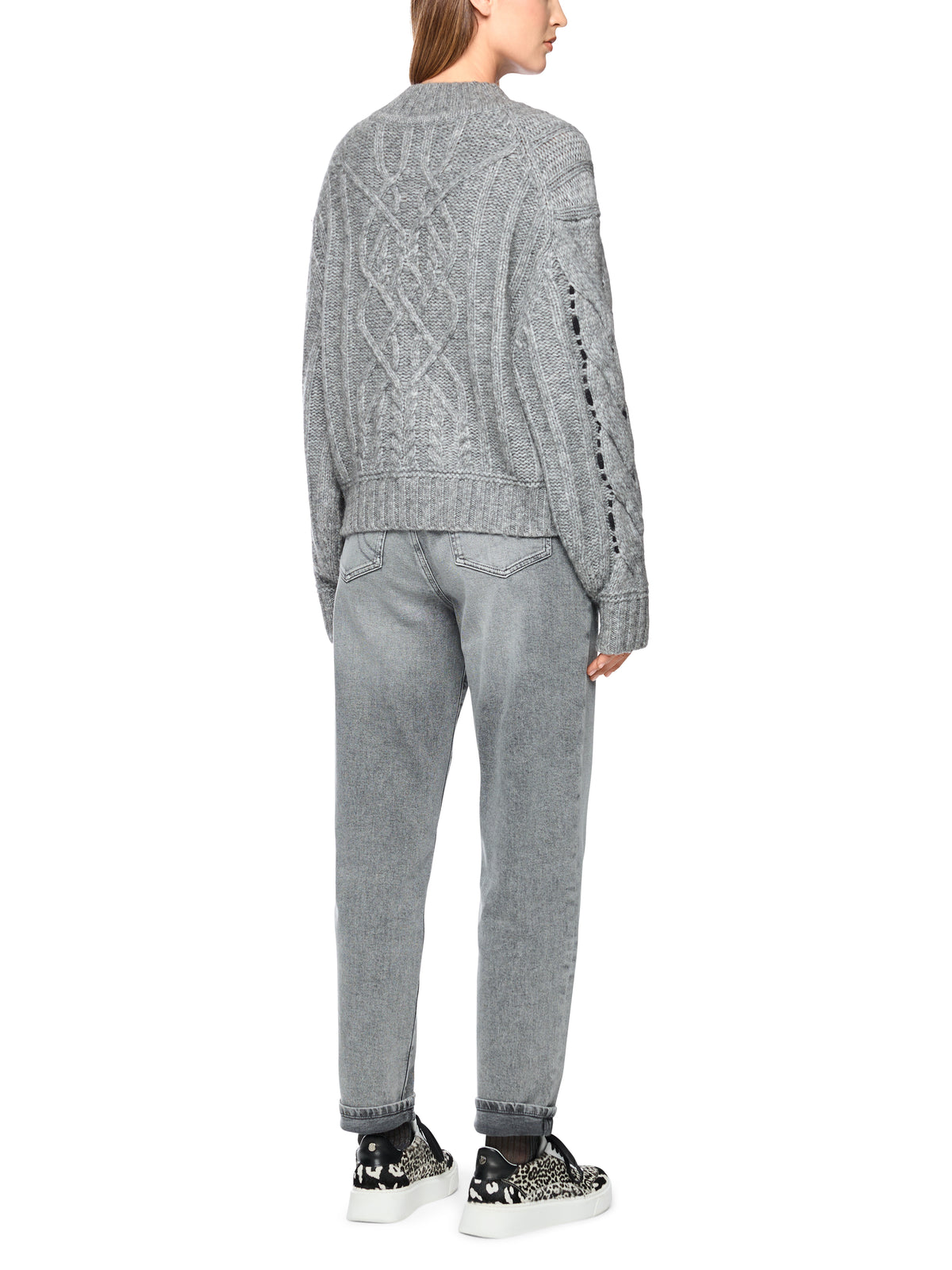 Zopfstrick-Pullover mit Details