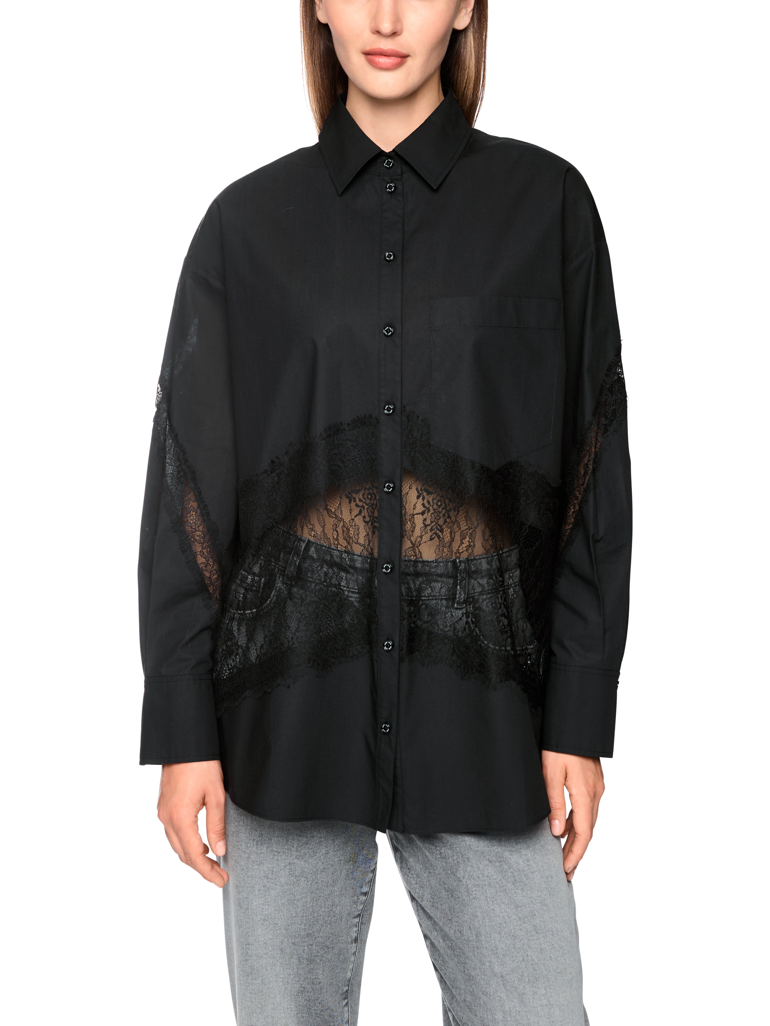Bluse mit Spitzeneinsätzen