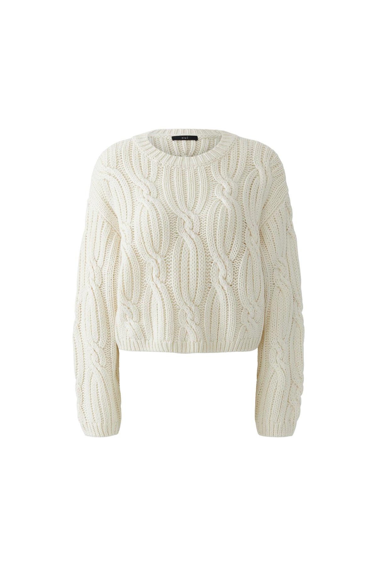 Zopfstrickpullover in verkürzter Länge