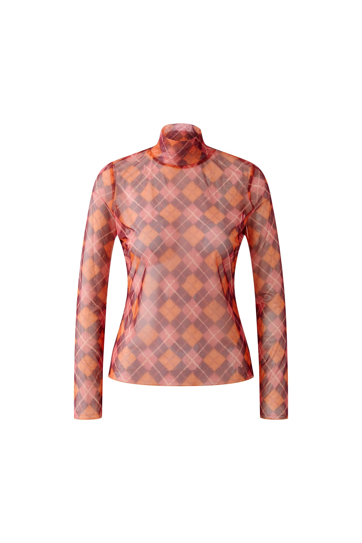 Langarmshirt mit Stehkragen - semitransparent