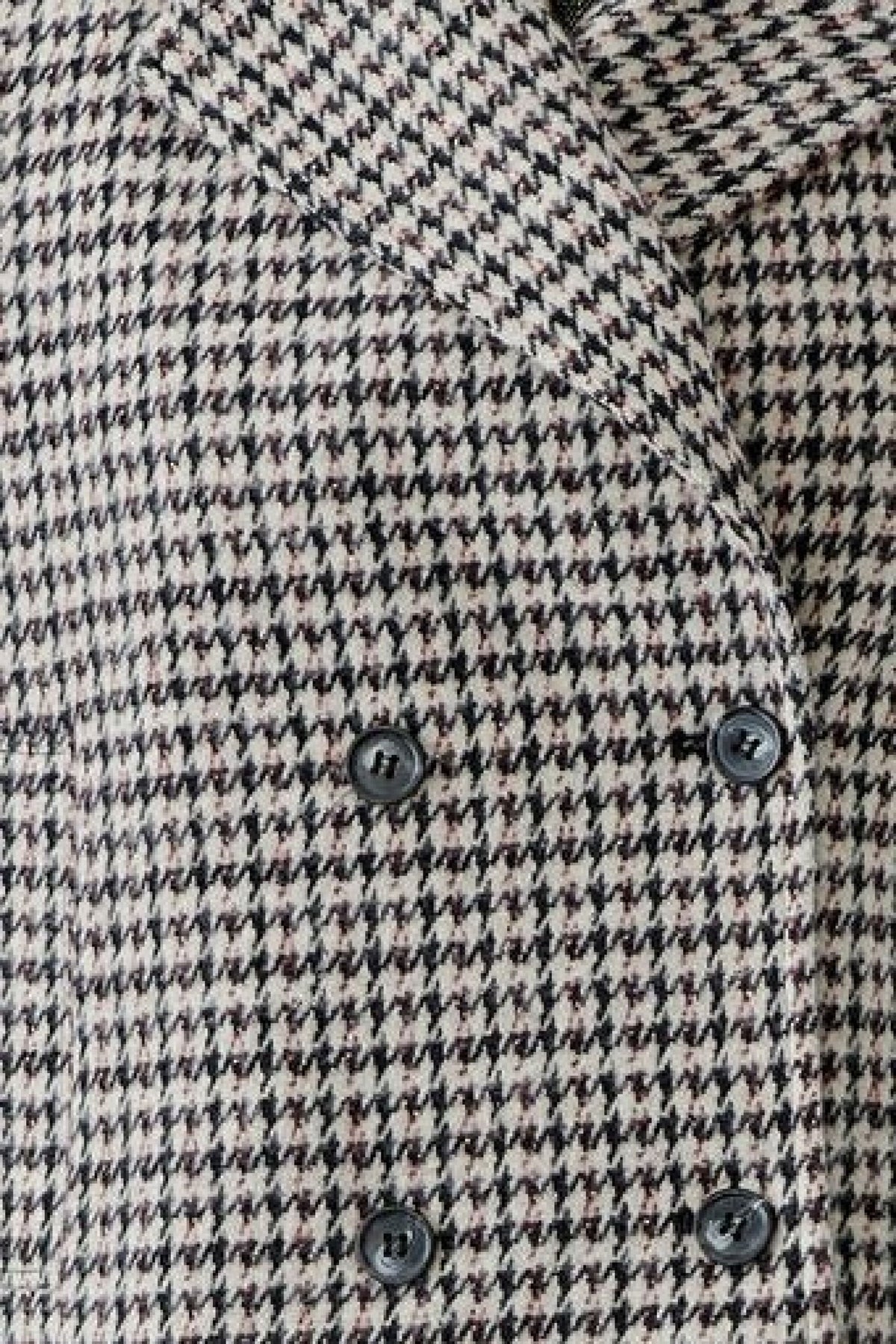 Jersey-Doppelreiherjacke mit Pepita Jacquard