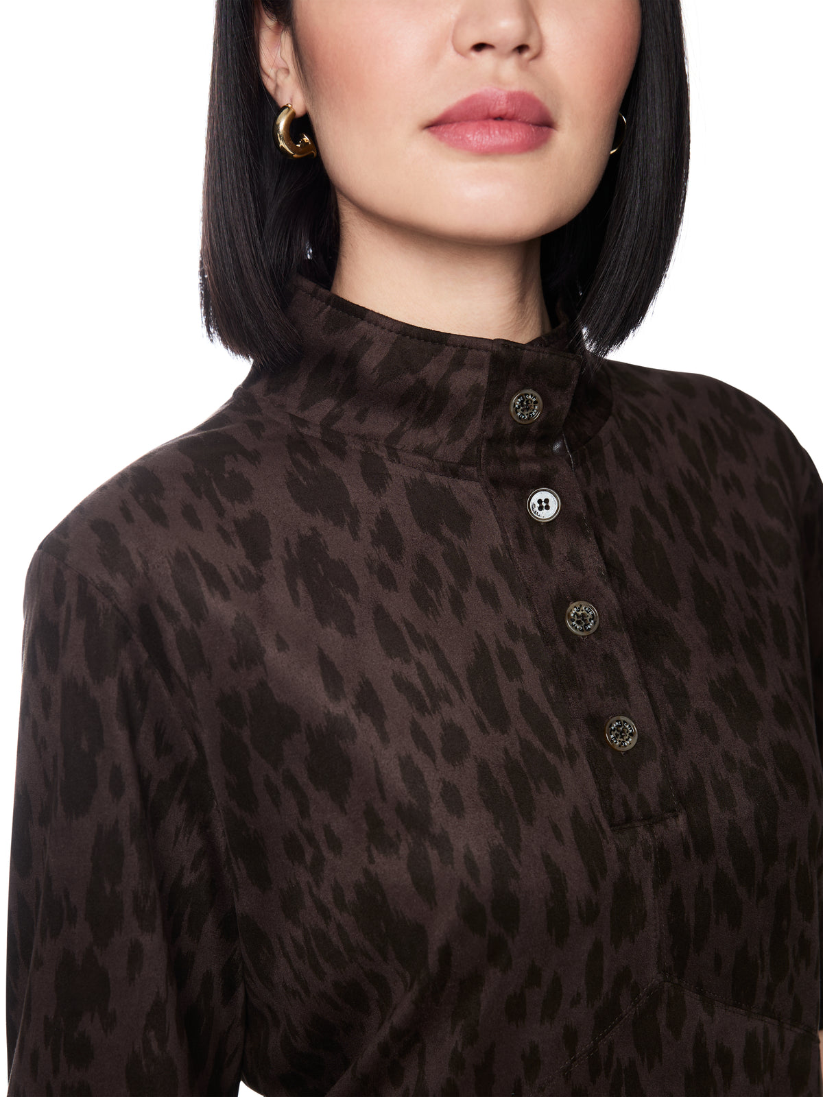 Kleid in Fake-Velours mit Leo-Look