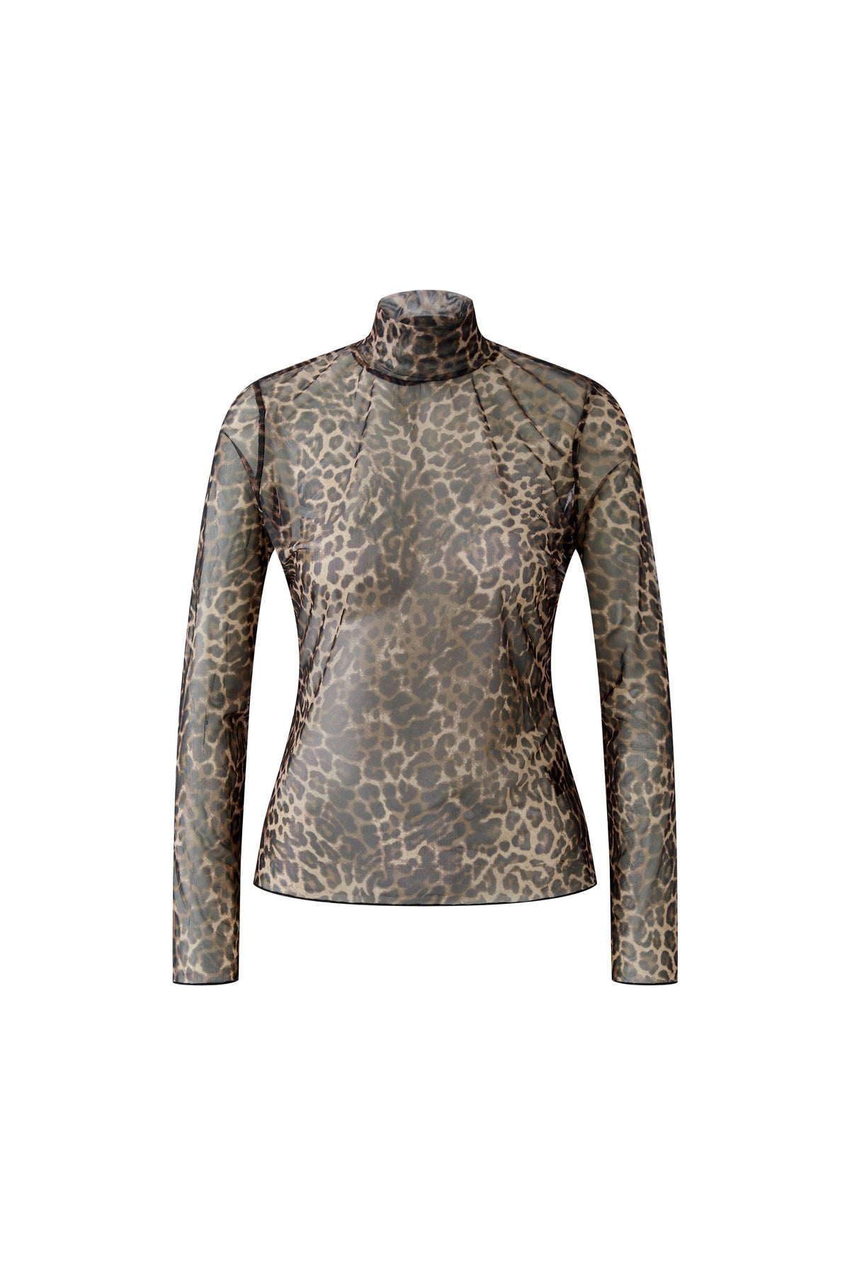Langarmshirt mit Stehkragen in Leo