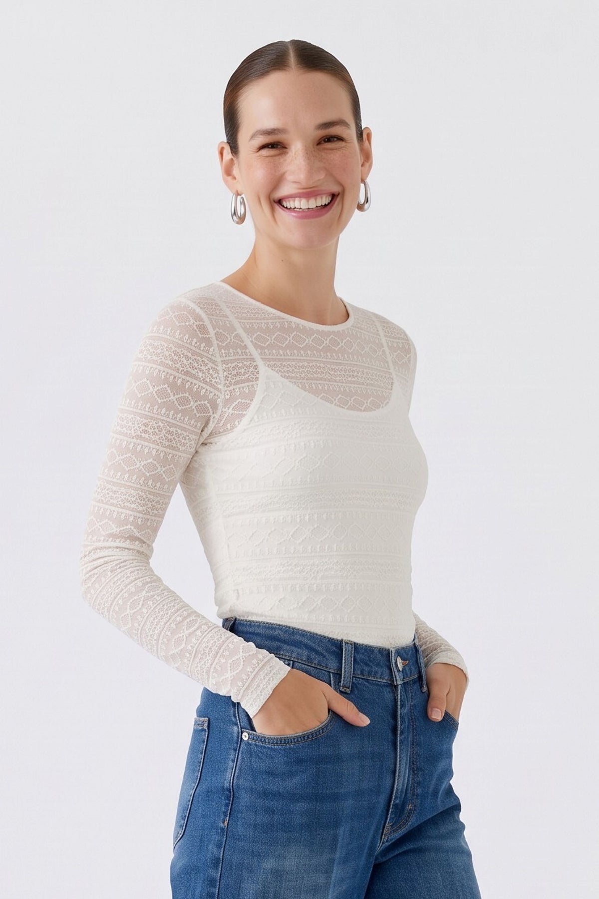 Langarmshirt Spitze
