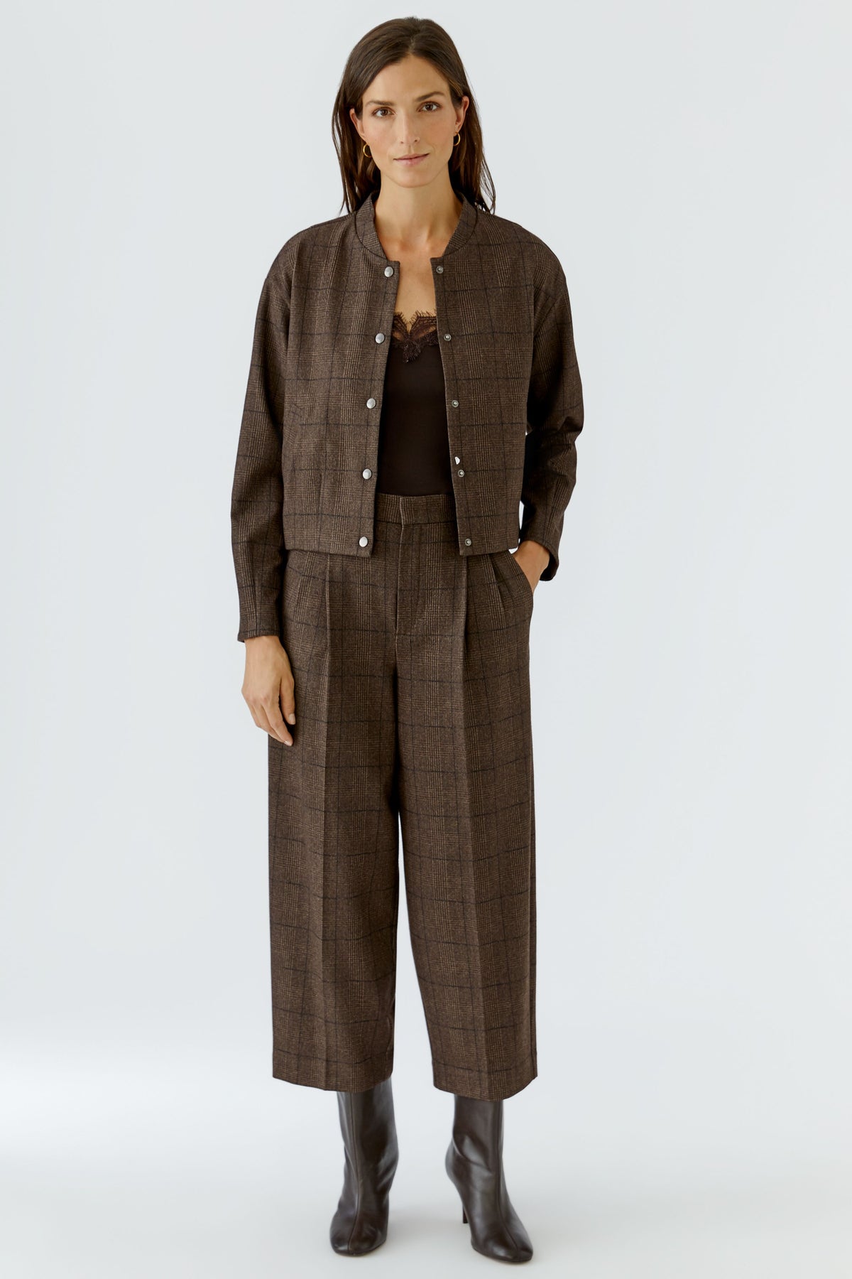 Blouson in Braun kariert